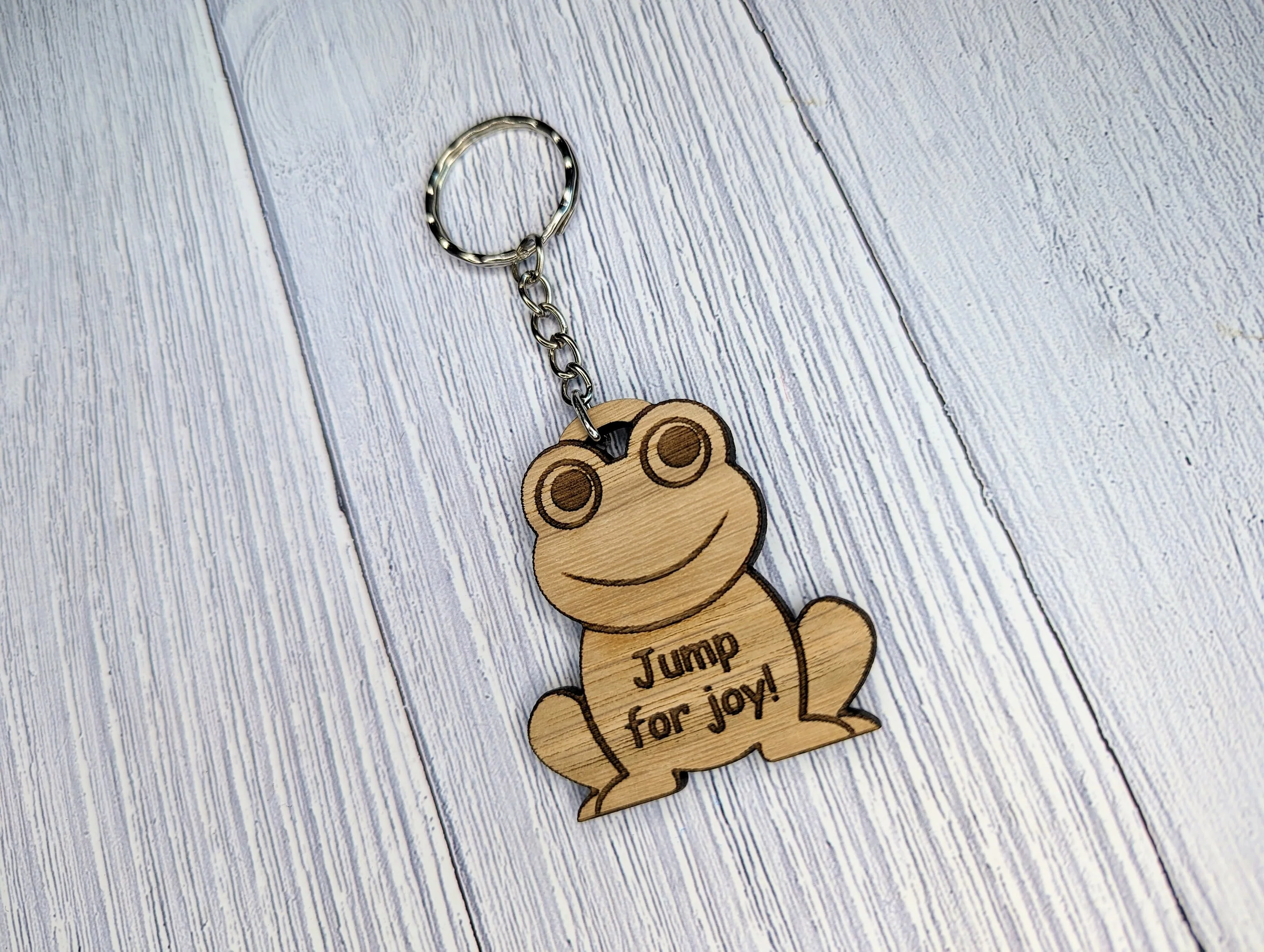 Wooden Frog Keyring | Jump For Joy | Bag Tag | Can Be Personalised | Oak Veneered MDF - Image 6