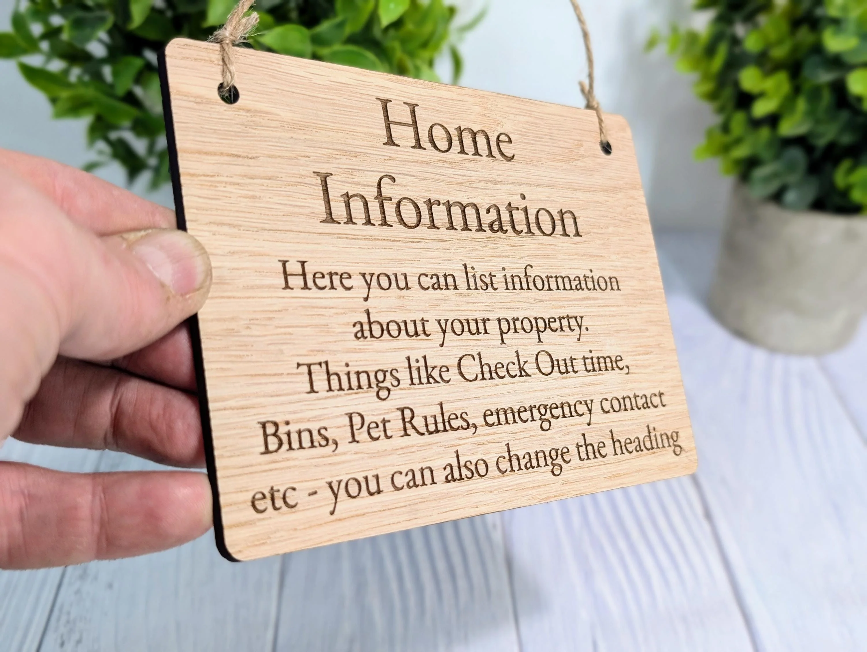Wooden Home Information Sign | Personalised Wooden Door Sign | Custom Airbnb & Home Rules | Oak Checkout, Pet, Bin Signage - Image 3