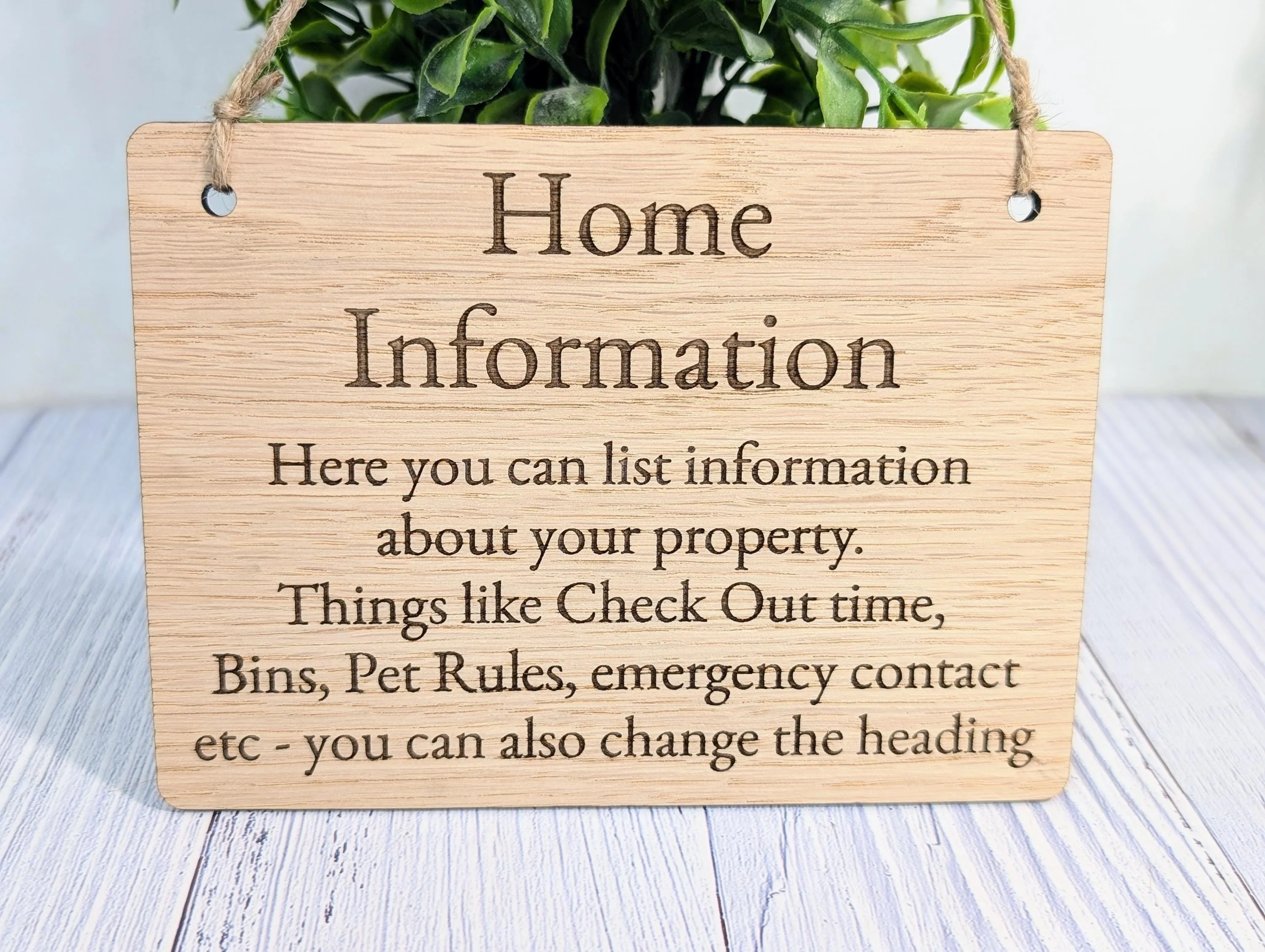 Wooden Home Information Sign | Personalised Wooden Door Sign | Custom Airbnb & Home Rules | Oak Checkout, Pet, Bin Signage - Image 4