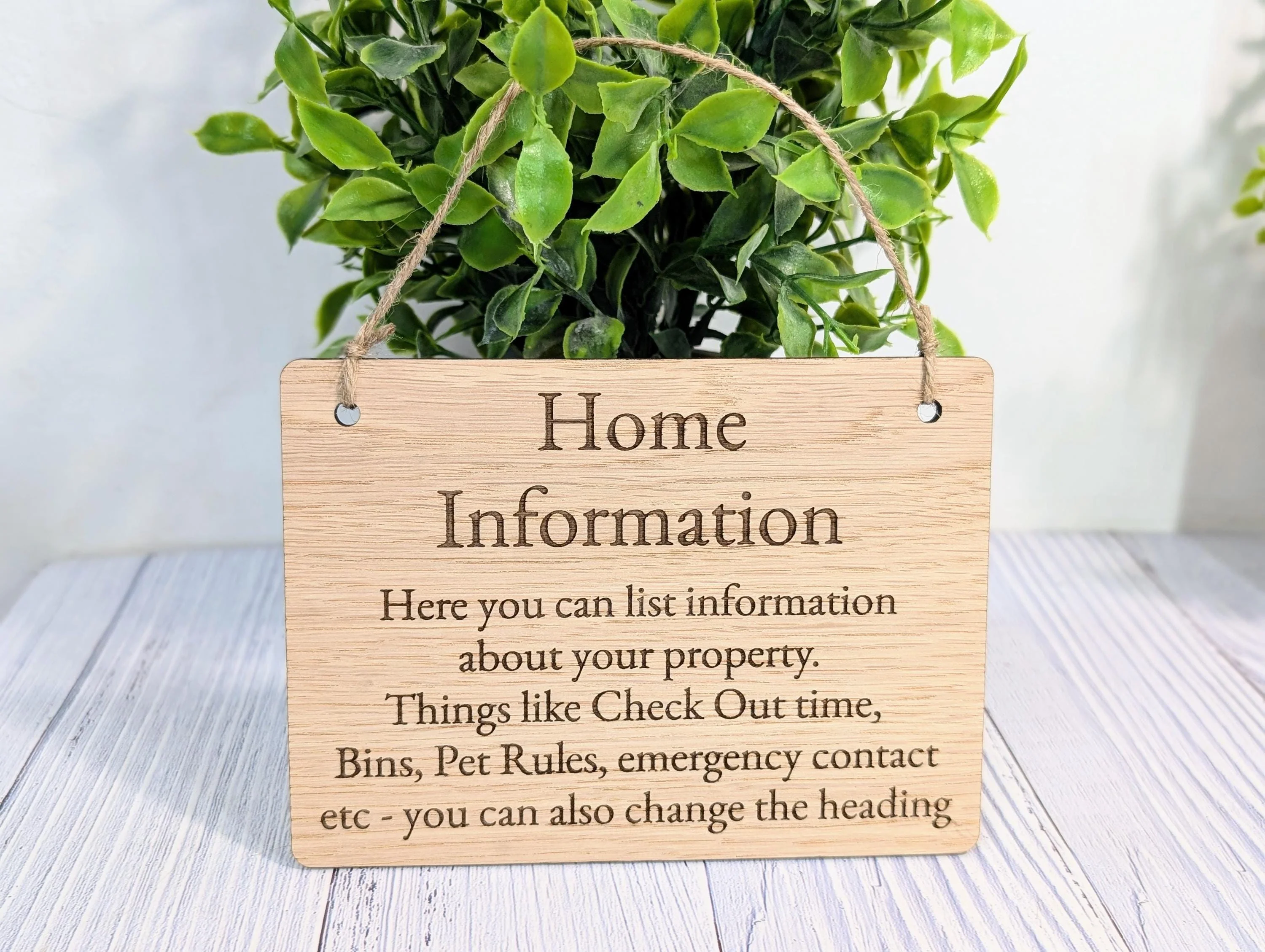 Wooden Home Information Sign | Personalised Wooden Door Sign | Custom Airbnb & Home Rules | Oak Checkout, Pet, Bin Signage - Image 5