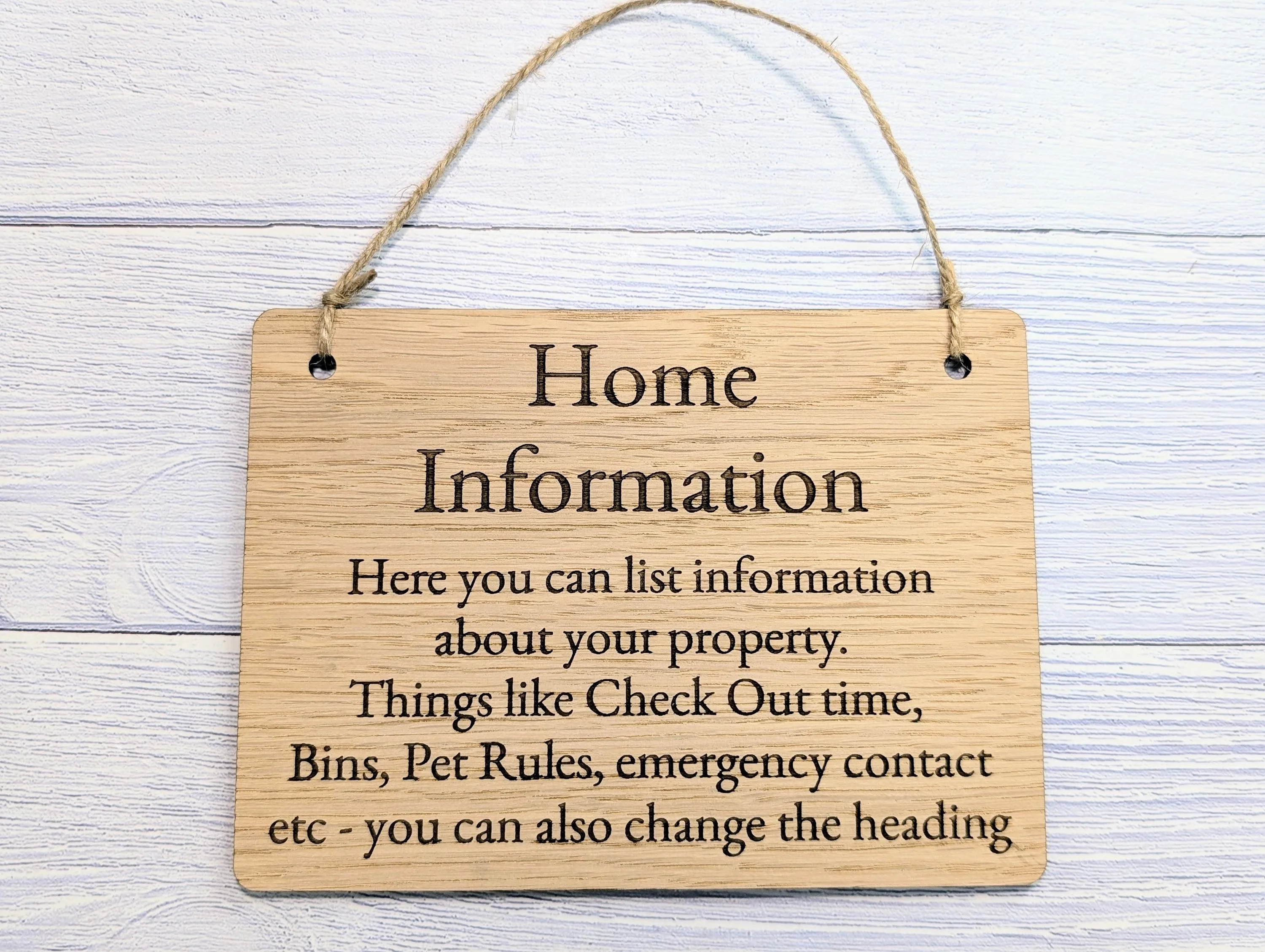Wooden Home Information Sign | Personalised Wooden Door Sign | Custom Airbnb & Home Rules | Oak Checkout, Pet, Bin Signage - Image 6