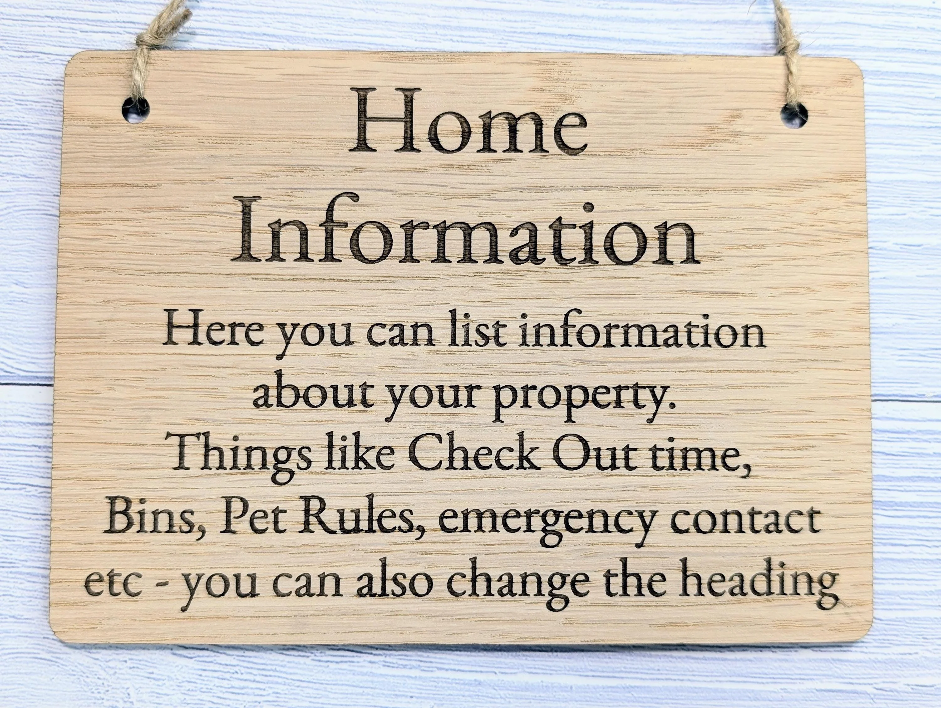 Wooden Home Information Sign | Personalised Wooden Door Sign | Custom Airbnb & Home Rules | Oak Checkout, Pet, Bin Signage - Image 7