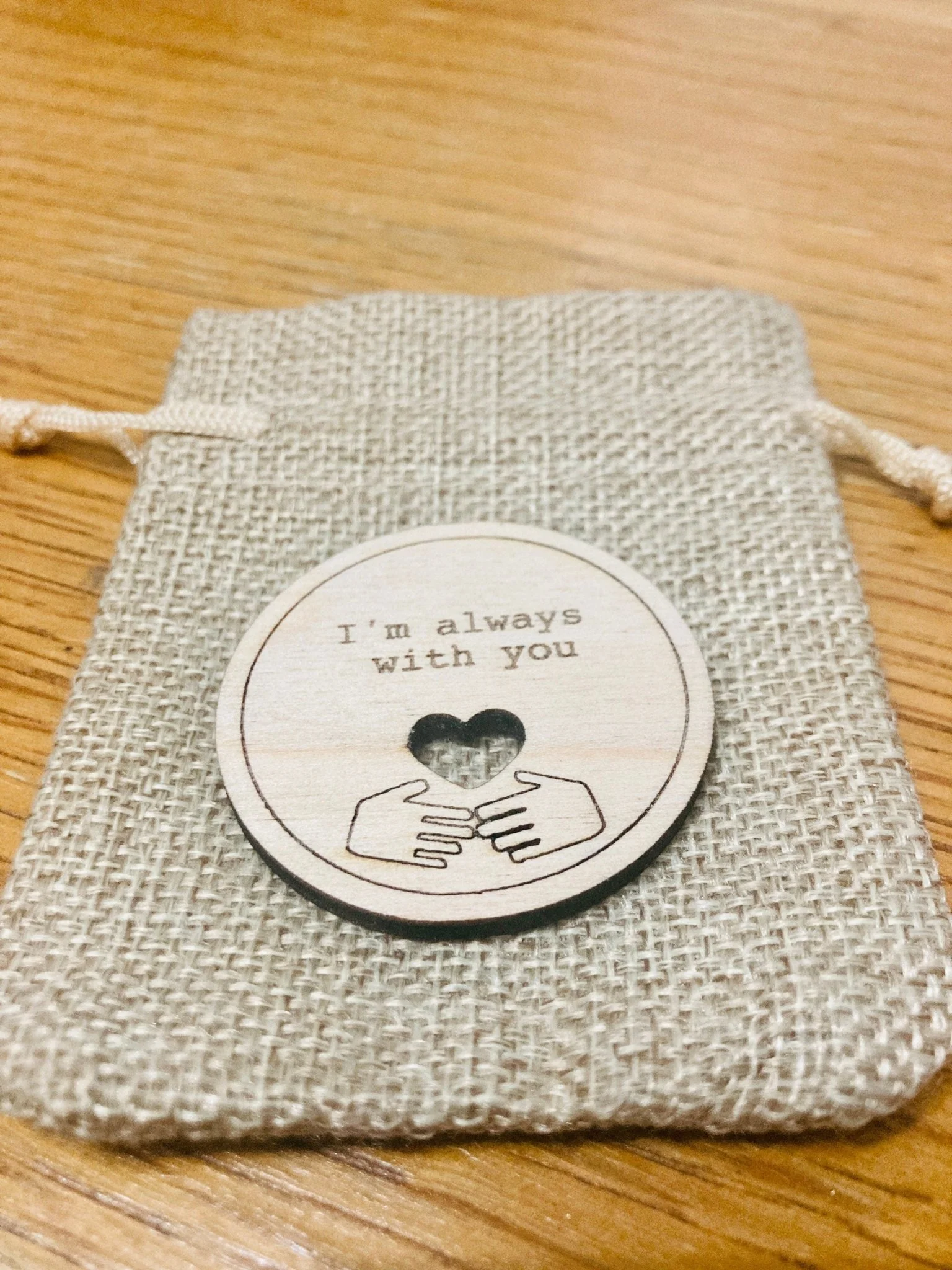 Wooden Hug Token In A Bag, Pocket Confidence Coin, Uplifting Gift - Image 3