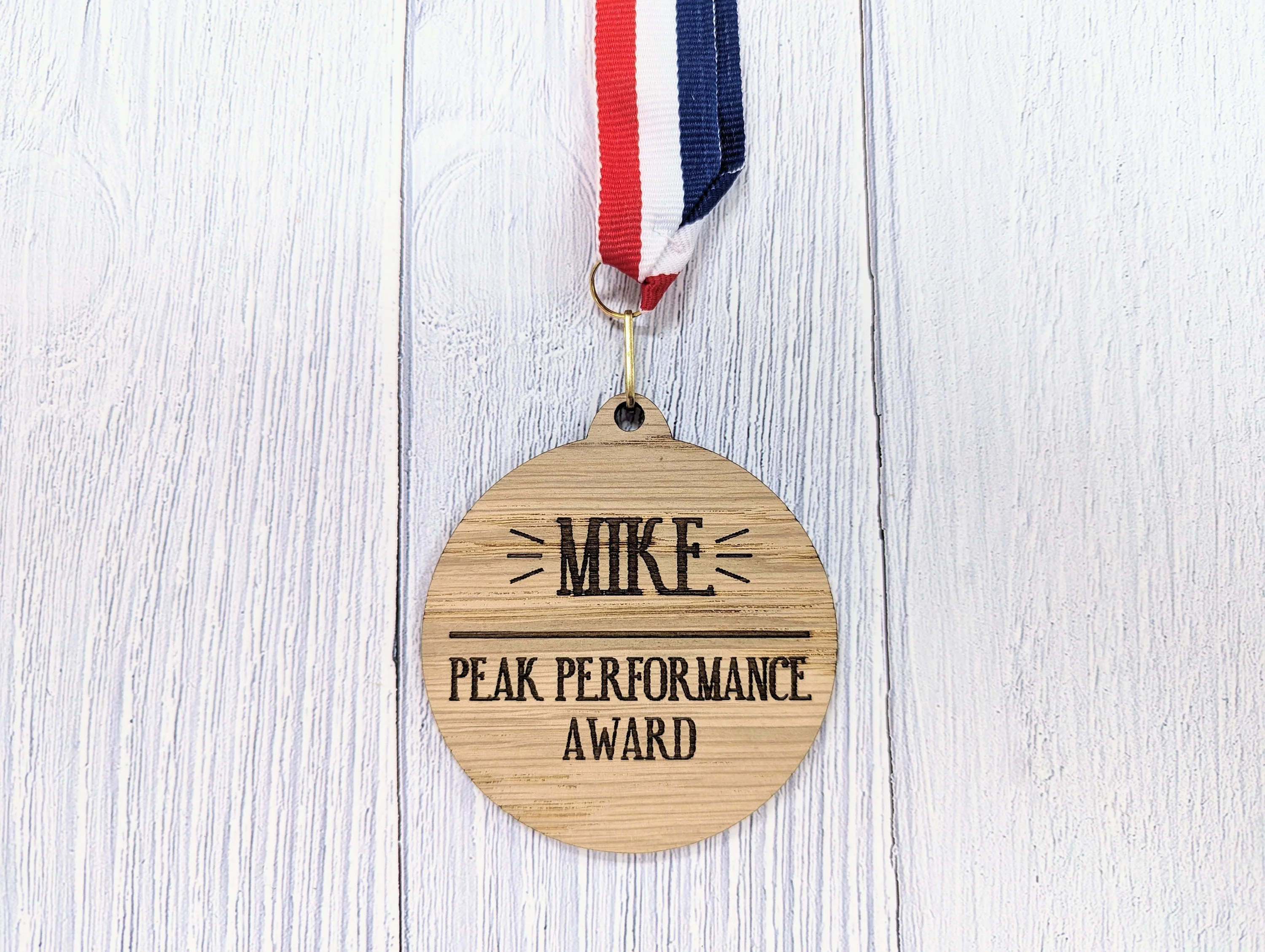 Wooden Medals for Customer Service Excellence: Personalised Recognition for Your Stellar Team with Tri-Coloured Ribbon - Image 3