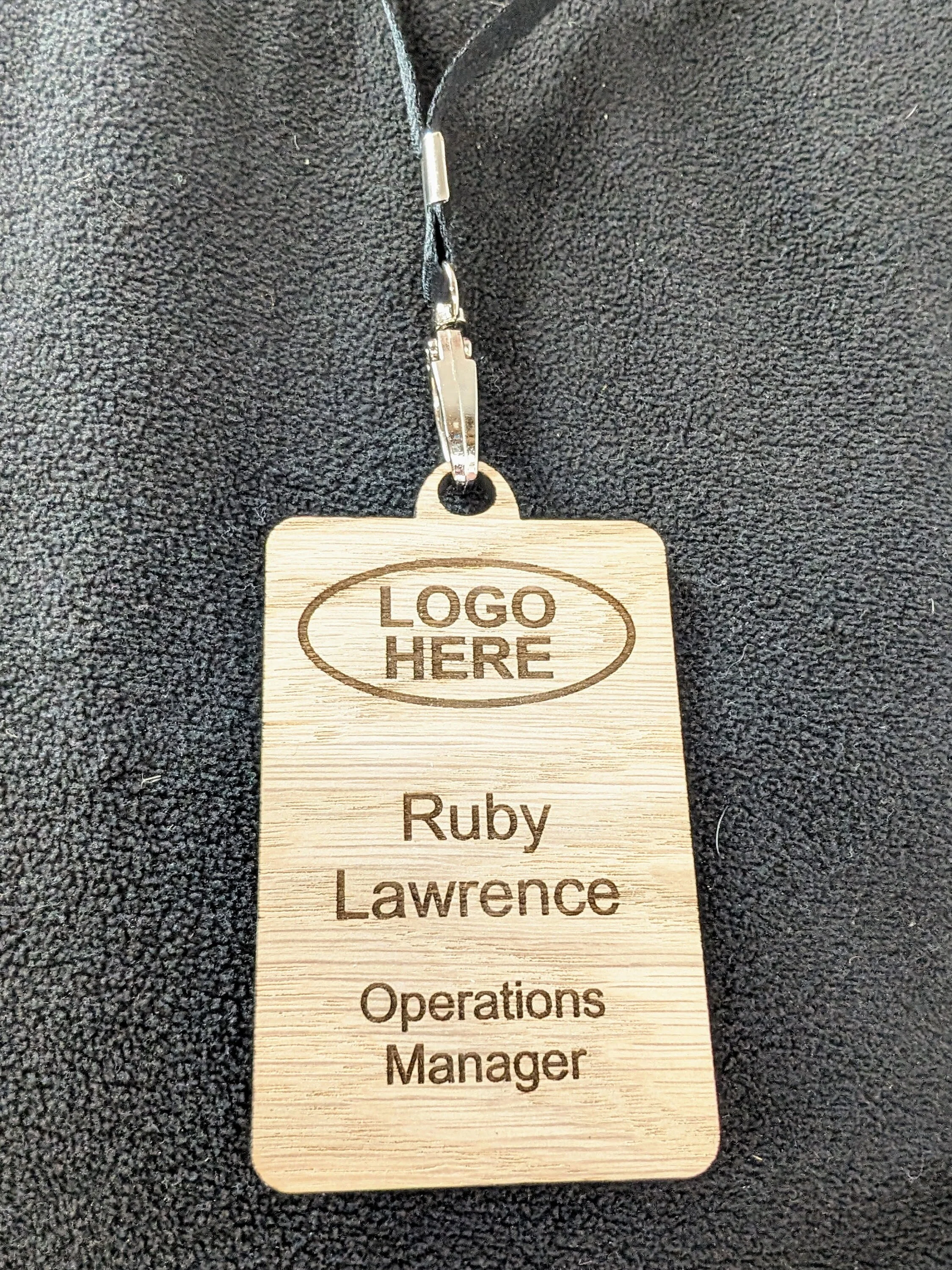 Wooden Name Badges with Lanyards, Personalised Oak Veneer Eco Staff Name Badges on Lanyards - Bulk Discounts, Staff Tags, Add Your Logo - Image 7