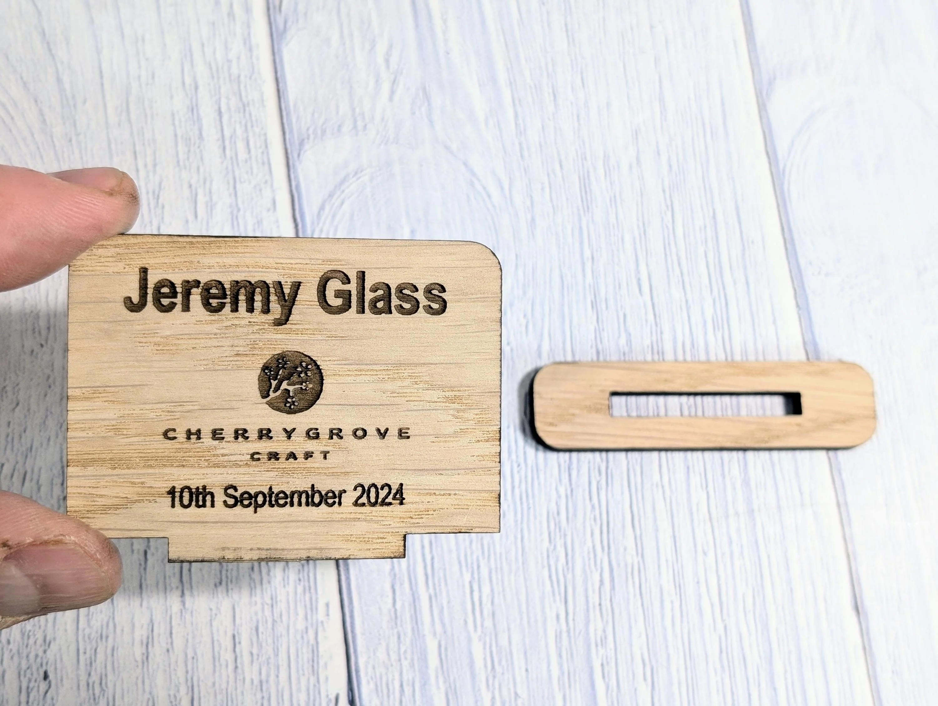 Wooden Name Place Cards, Personalised | Corporate & Charity Events | Freestanding Custom Signs with Logo | Sustainable Oak Veneer Decor - Image 4