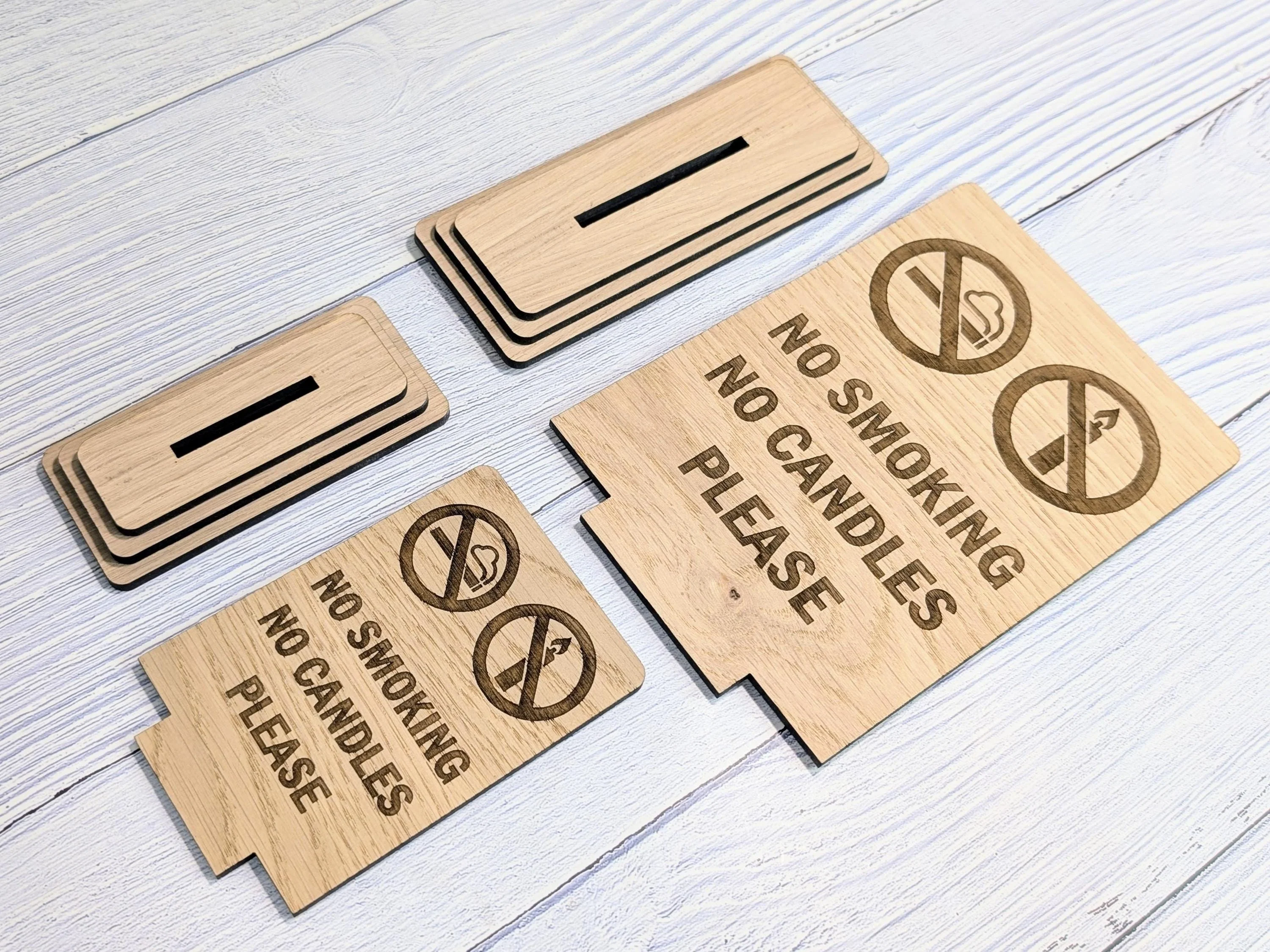 Wooden No Smoking No Candles Sign – Freestanding Table Sign for Airbnb and Rentals, B&Bs | Wood Table Signage | Two Sizes - Image 7