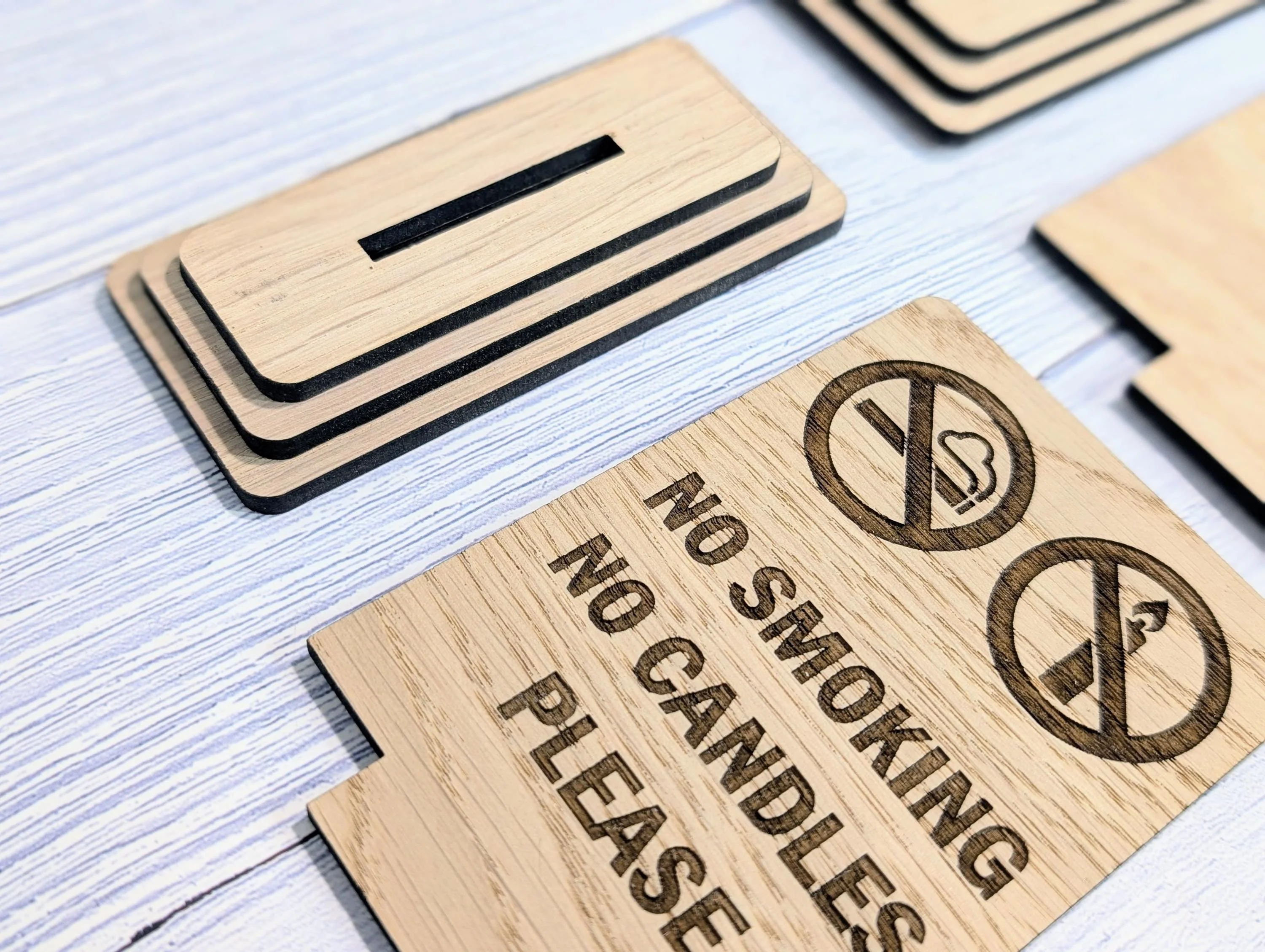 Wooden No Smoking No Candles Sign – Freestanding Table Sign for Airbnb and Rentals, B&Bs | Wood Table Signage | Two Sizes - Image 9