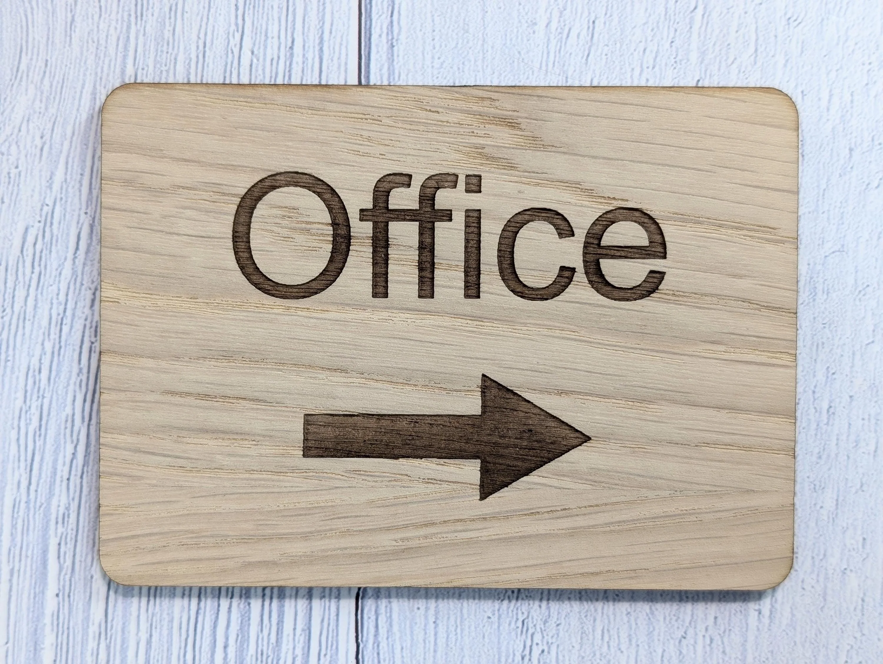 Wooden "Office" Sign with Optional Arrow | Engraved Oak | For Hotels & Businesses | 4 Sizes | Personalised Text Available - Image 5