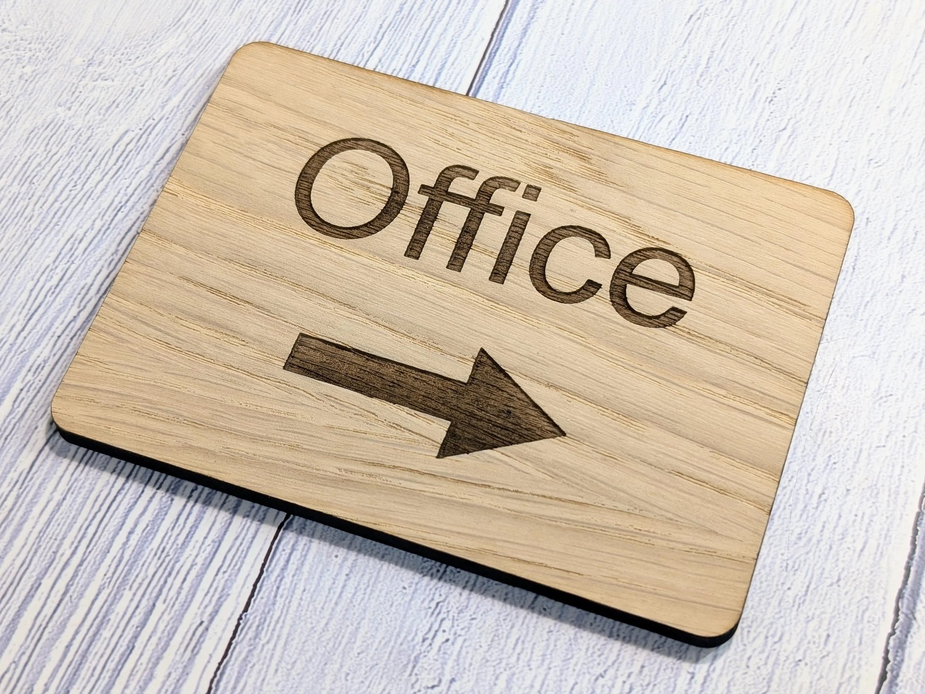 Wooden "Office" Sign with Optional Arrow | Engraved Oak | For Hotels & Businesses | 4 Sizes | Personalised Text Available - Image 6