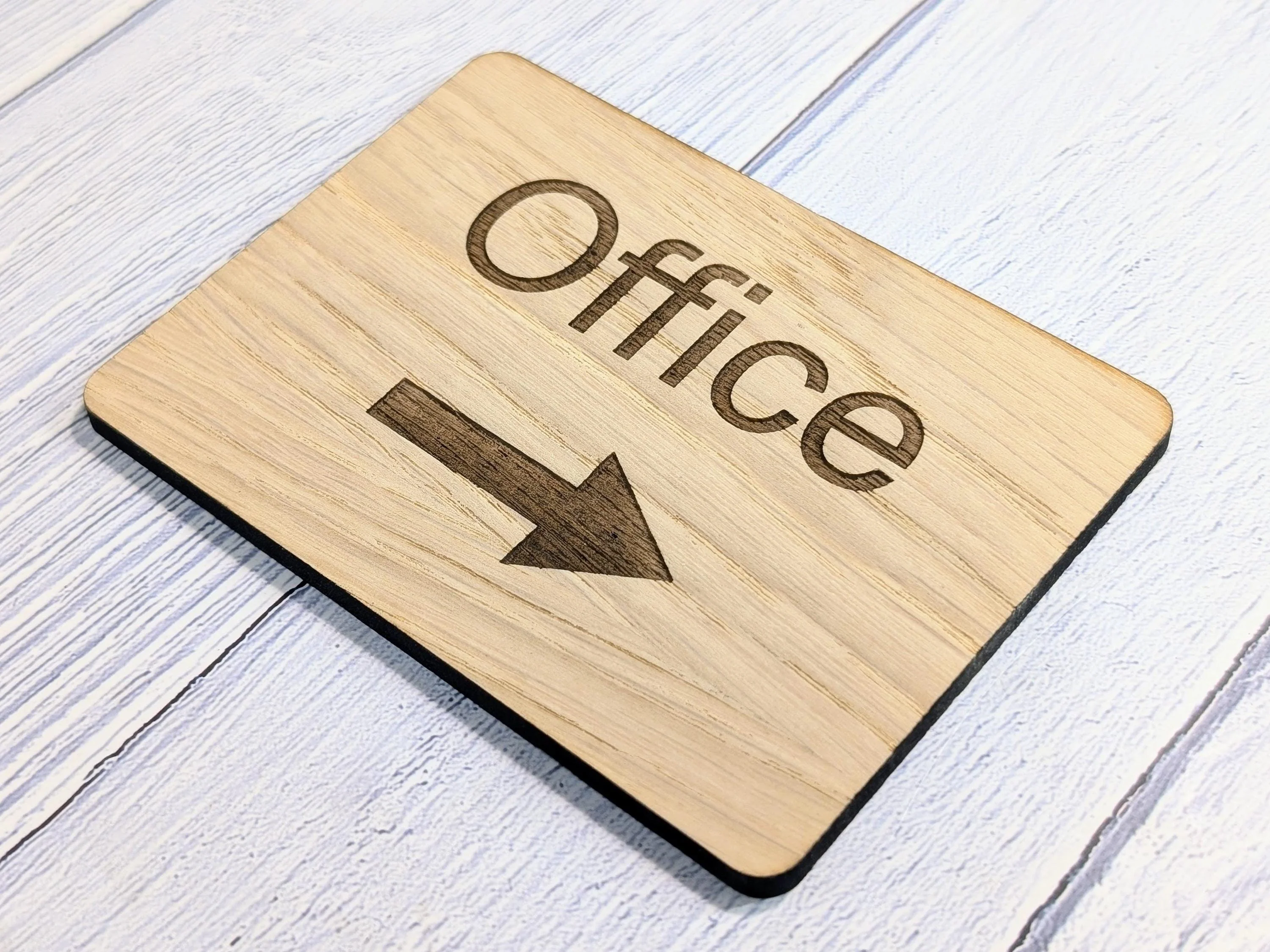 Wooden "Office" Sign with Optional Arrow | Engraved Oak | For Hotels & Businesses | 4 Sizes | Personalised Text Available - Image 7