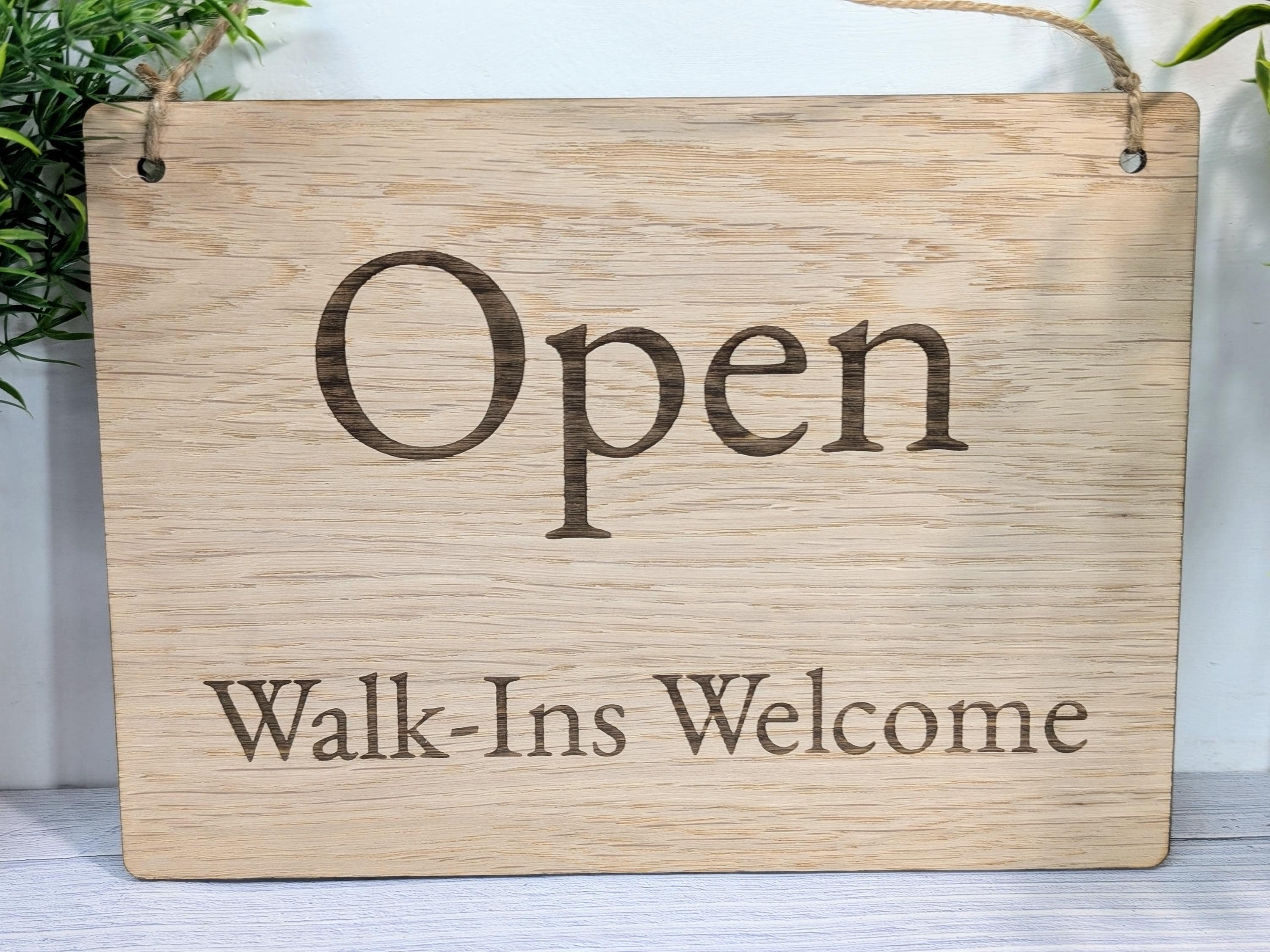 Wooden Open and Closed Sign for Business - Eco-friendly 2 Sided Oak Veneered MDF, Rustic String for Hanging, Retail Door Sign, Shop Signage - Image 3