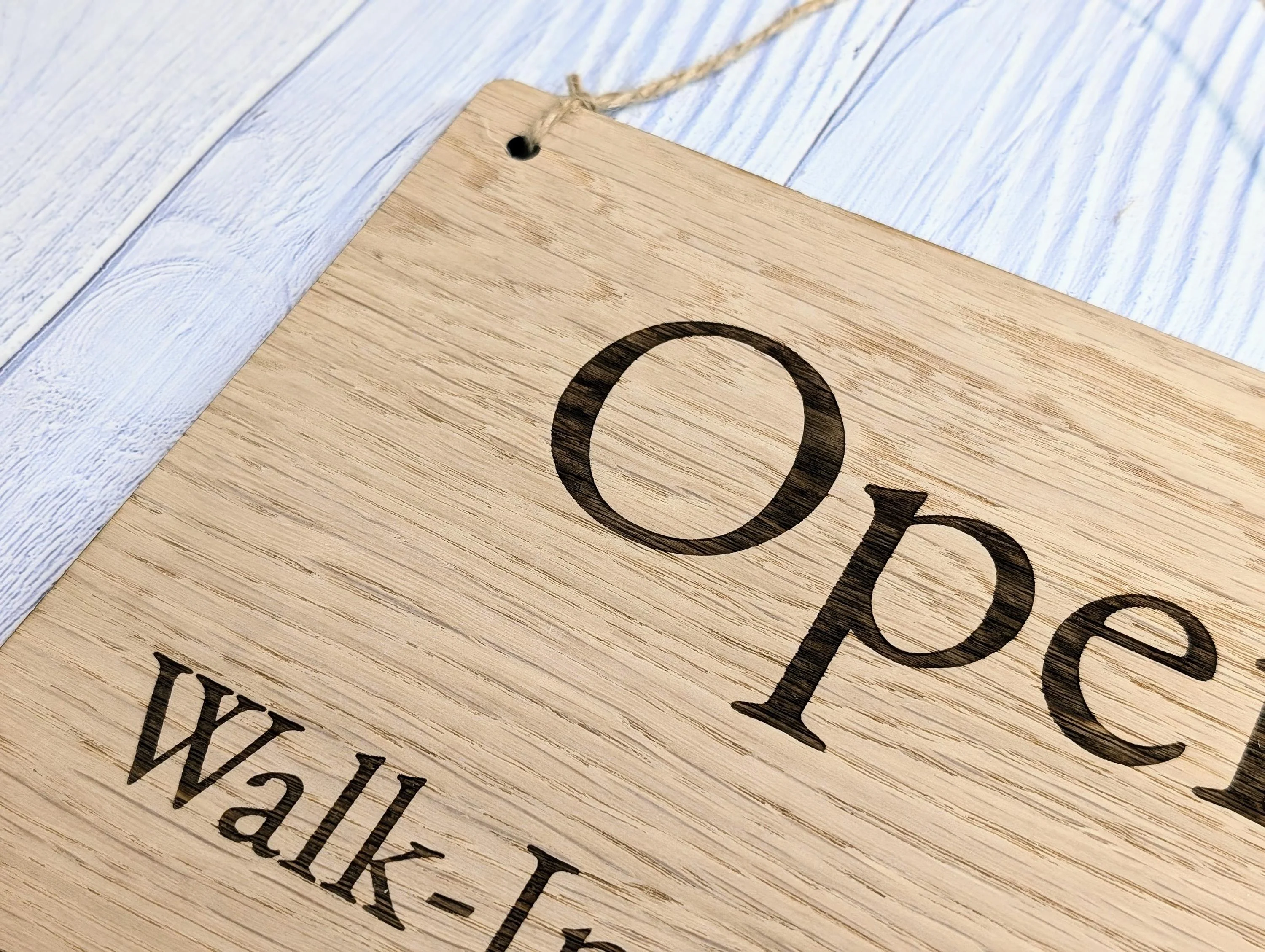 Wooden Open and Closed Sign for Business - Eco-friendly 2 Sided Oak Veneered MDF, Rustic String for Hanging, Retail Door Sign, Shop Signage - Image 5
