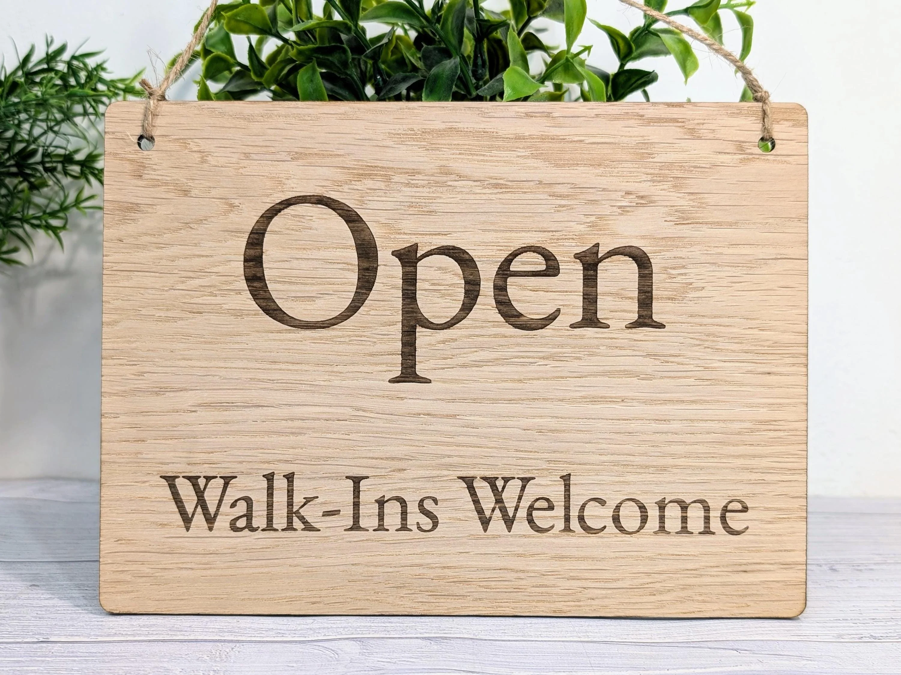 Wooden Open and Closed Sign for Business - Eco-friendly 2 Sided Oak Veneered MDF, Rustic String for Hanging, Retail Door Sign, Shop Signage - Image 6