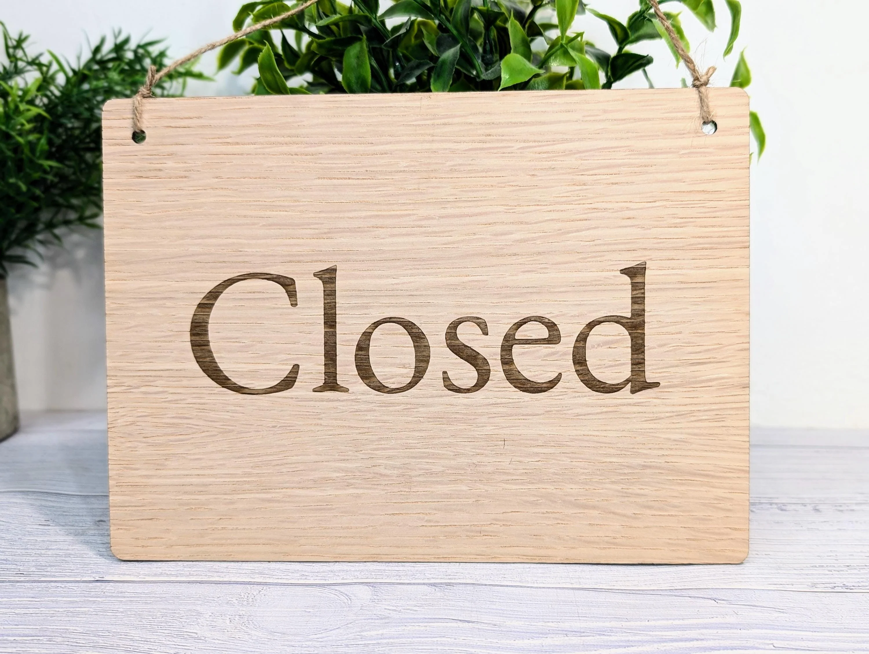 Wooden Open and Closed Sign for Business - Eco-friendly 2 Sided Oak Veneered MDF, Rustic String for Hanging, Retail Door Sign, Shop Signage - Image 7