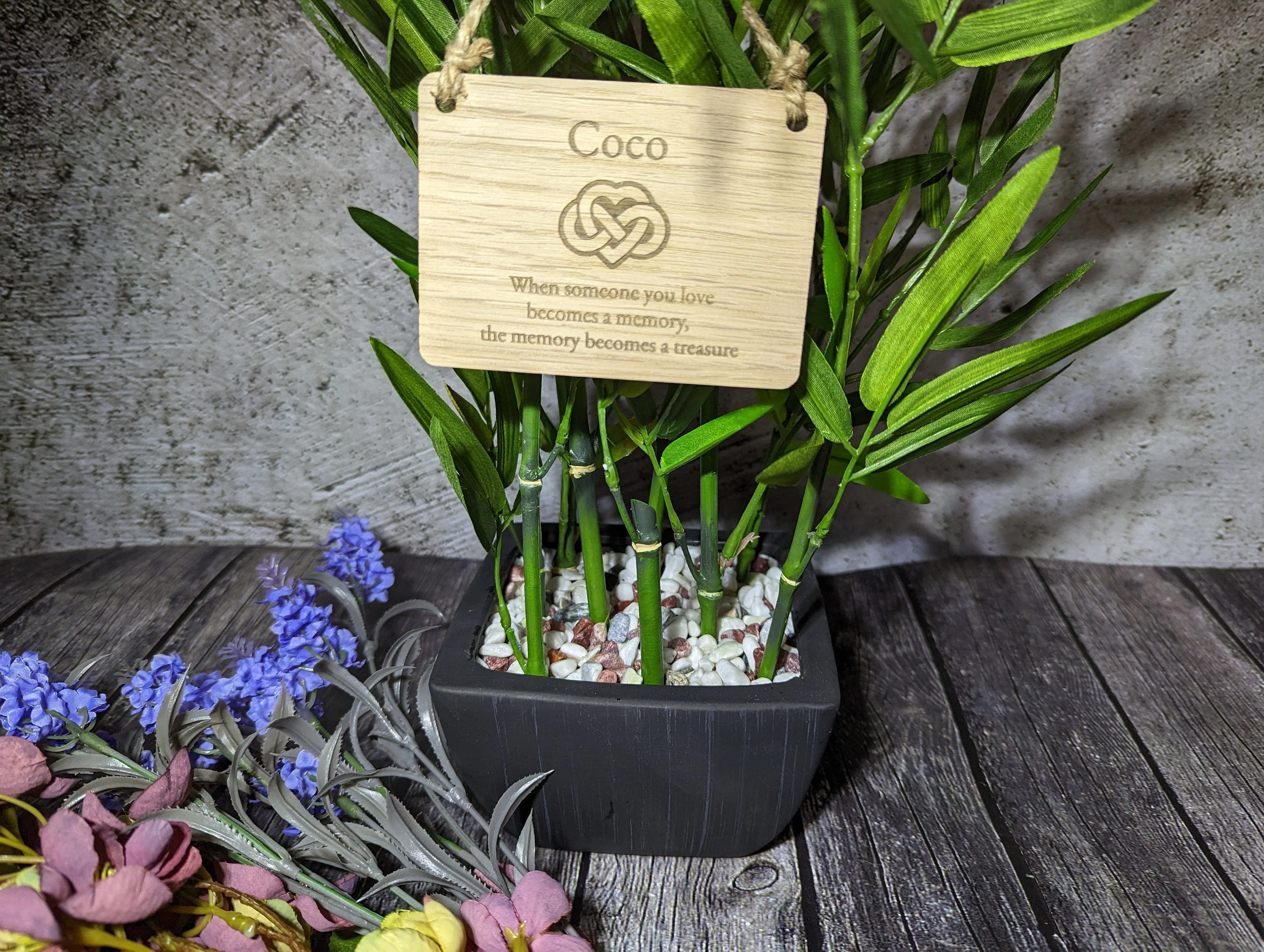 Wooden Personalised "In Memory" Sign, Memory Plaque with Love Infinity Symbol, Hanging Sign, Made in Oak - Image 2