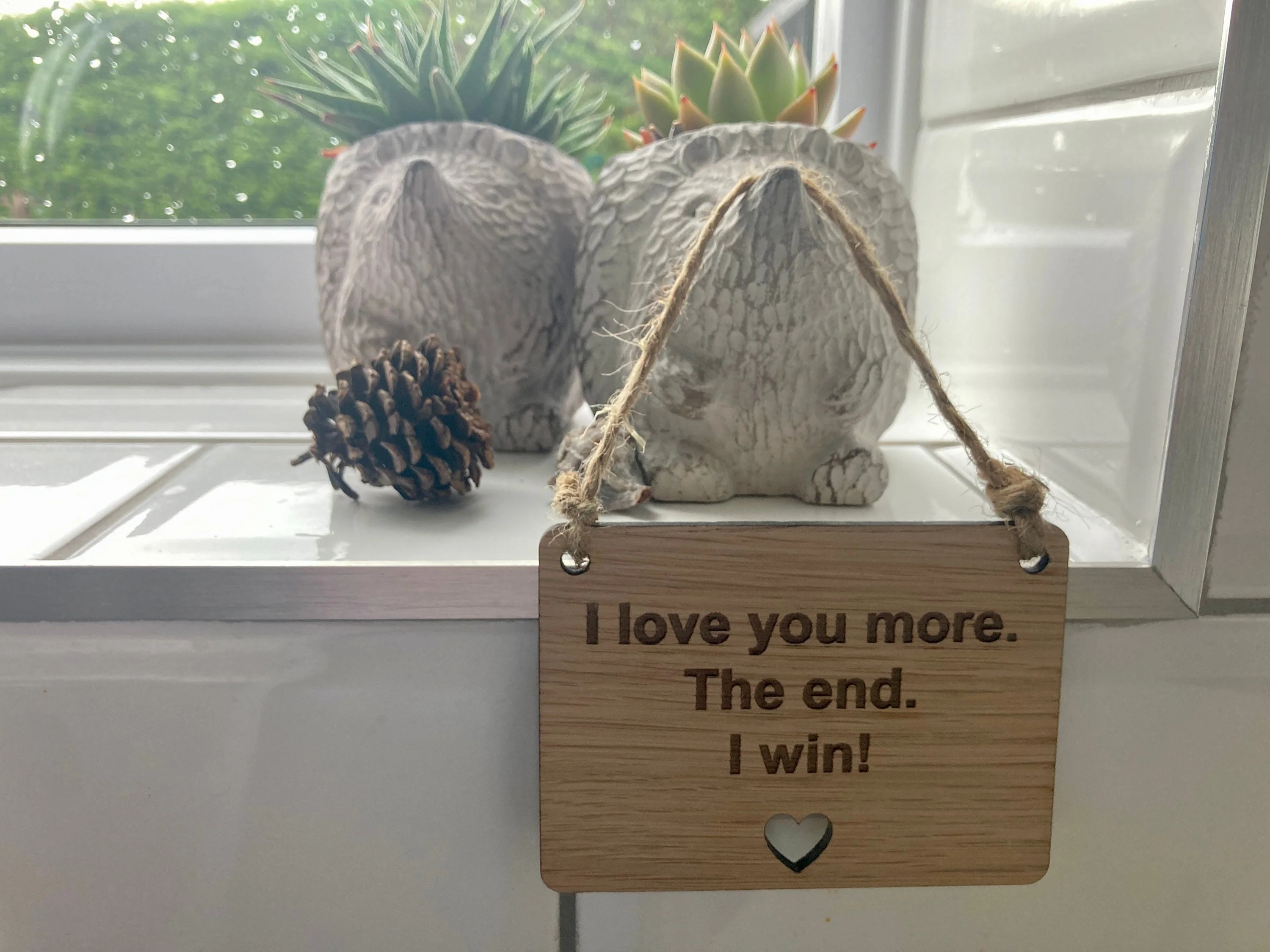 Wooden Personalised Sign with Heart Cut Out, Romantic Wooden Hanging Sign - Image 2
