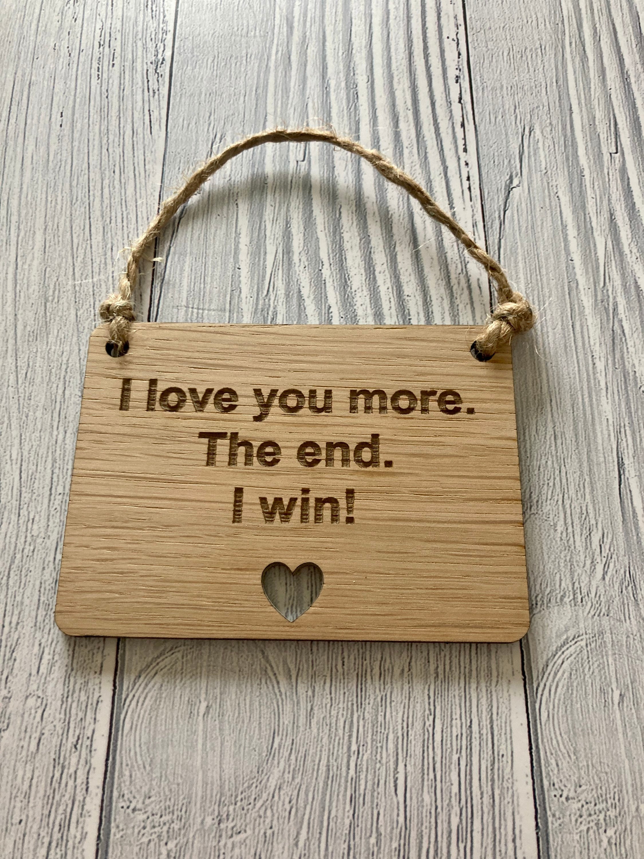 Wooden Personalised Sign with Heart Cut Out, Romantic Wooden Hanging Sign - Image 3