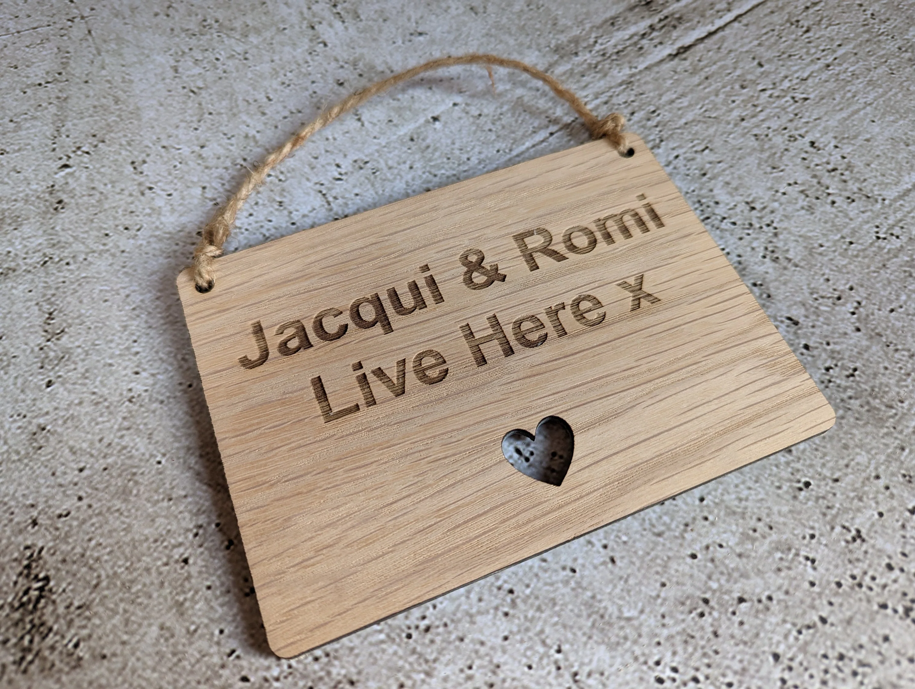 Wooden Personalised Sign with Heart Cut Out, Romantic Wooden Hanging Sign - Image 7
