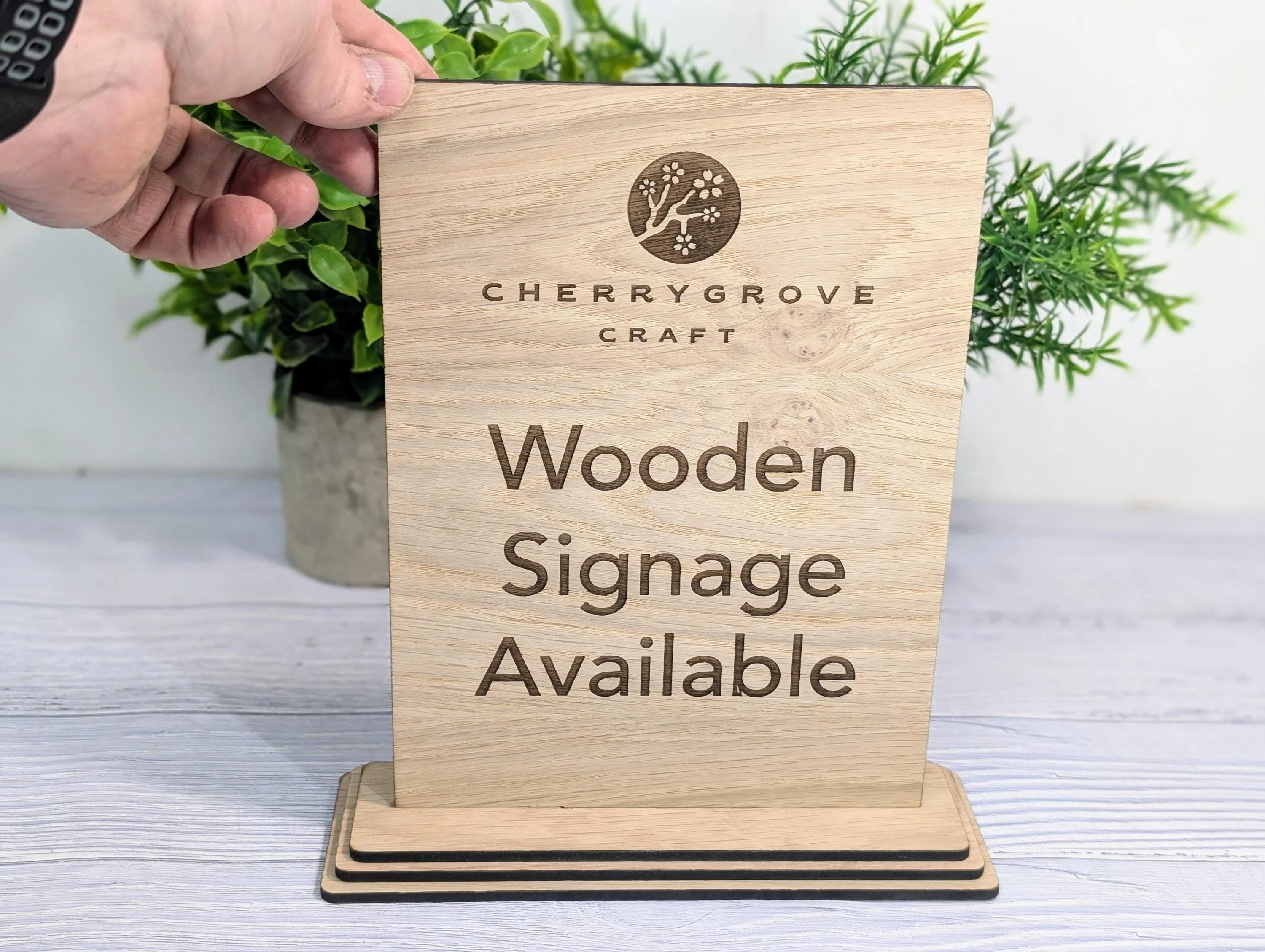 Wooden Personalised Table Sign, Extra Large - Perfect for Shops, Cafés, Markets – XL Size - Removable Base, Shop Signage Freestanding - Image 2