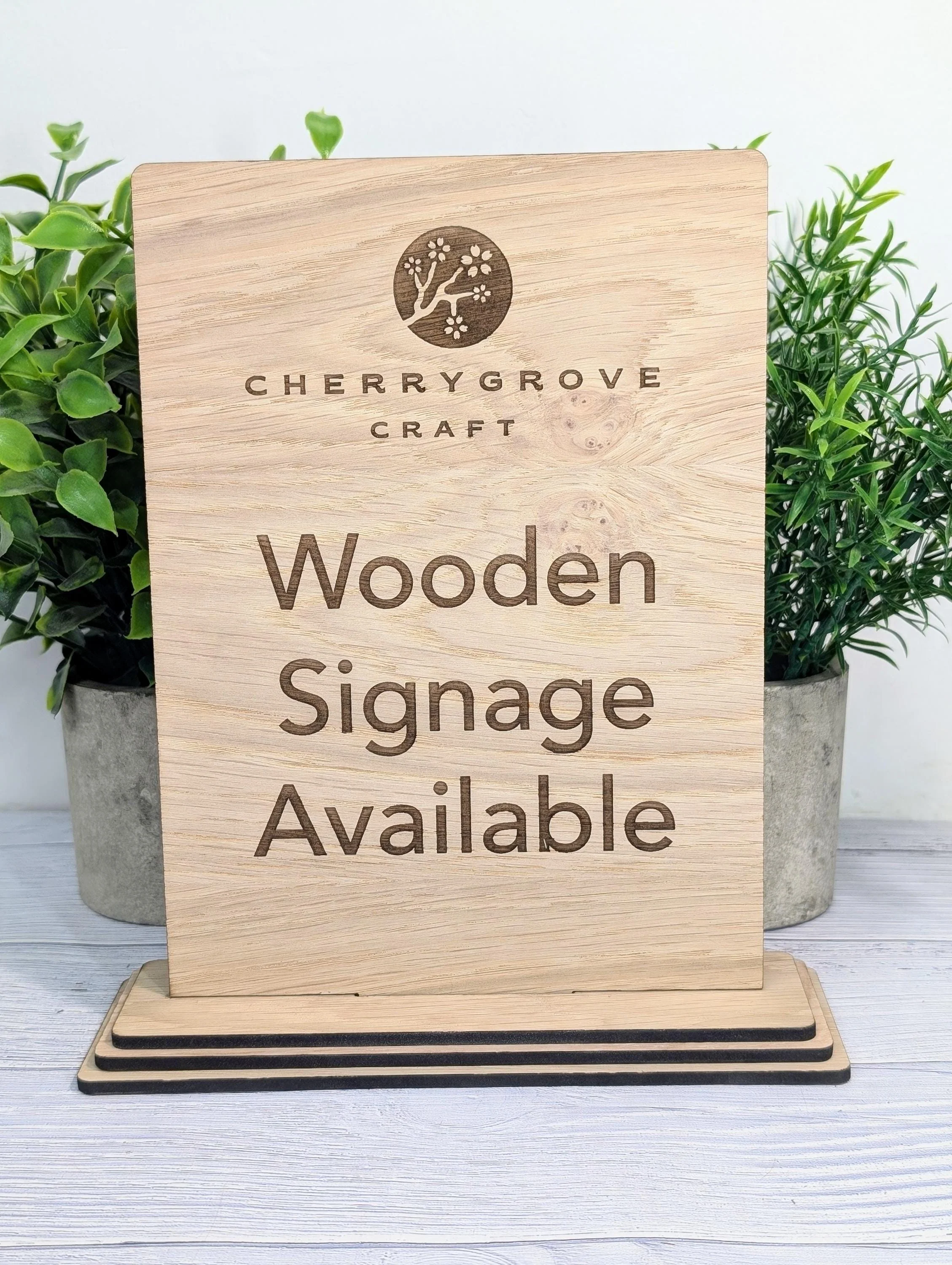 Wooden Personalised Table Sign, Extra Large - Perfect for Shops, Cafés, Markets – XL Size - Removable Base, Shop Signage Freestanding - Image 3