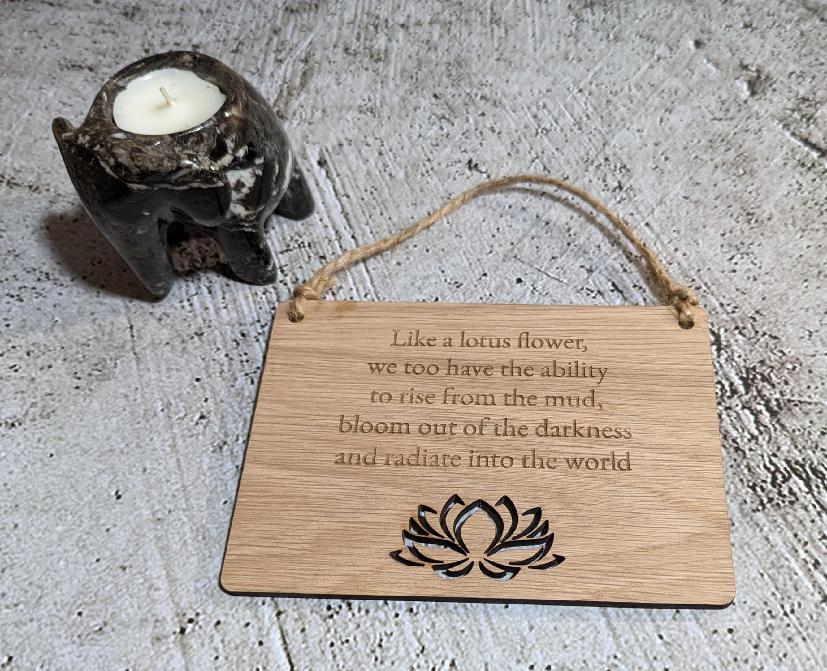 Wooden Personalised Yoga Sign, Lotus Flower Wooden Hanging Sign