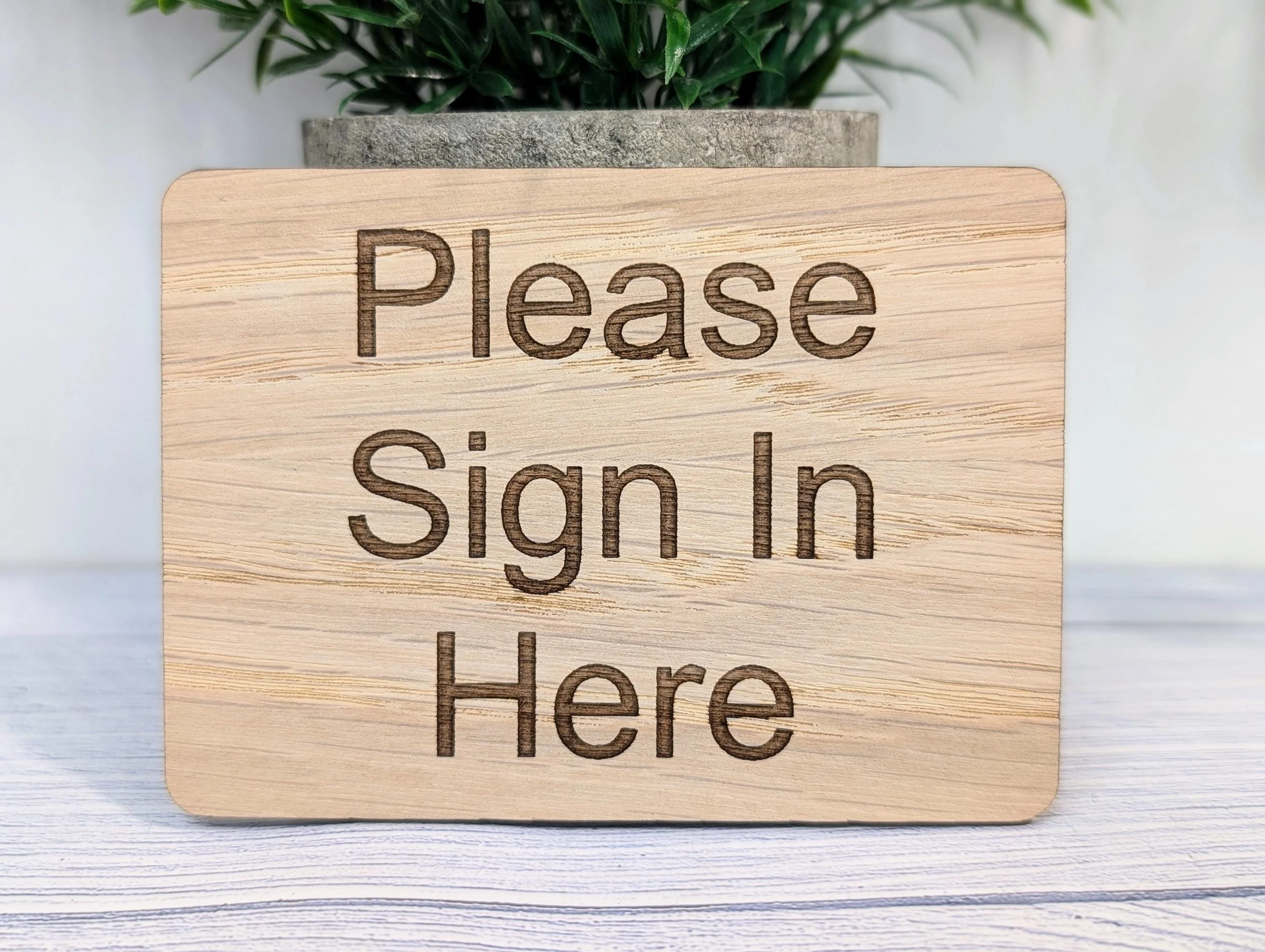 Wooden "Please Sign In Here" Guest Book Sign | Engraved Oak | For Hotels, B&Bs, Airbnbs | 4 Sizes | Wood Signing In Sign - Image 3