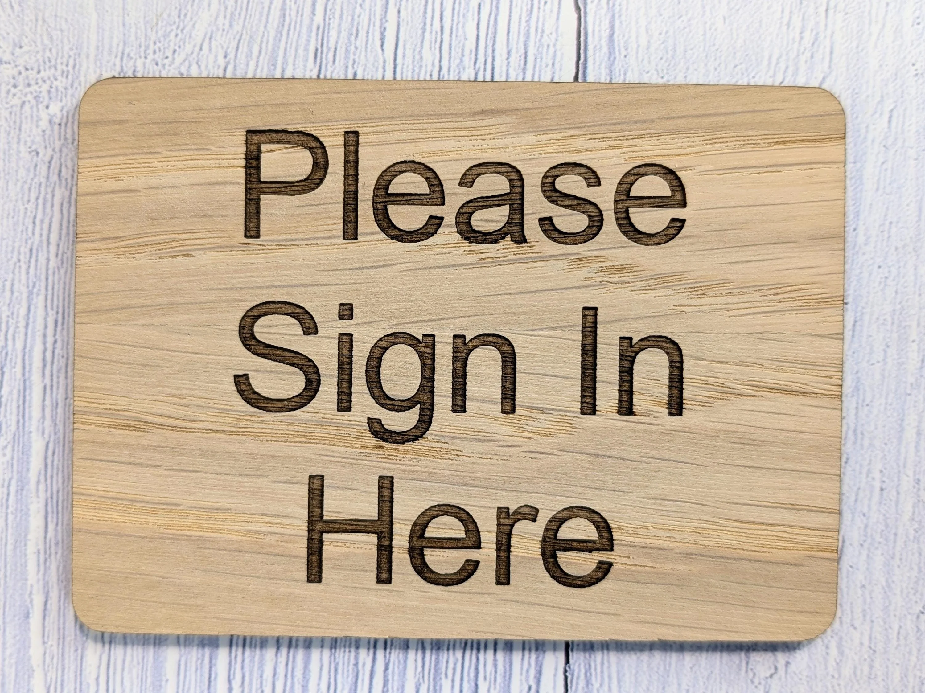 Wooden "Please Sign In Here" Guest Book Sign | Engraved Oak | For Hotels, B&Bs, Airbnbs | 4 Sizes | Wood Signing In Sign - Image 4