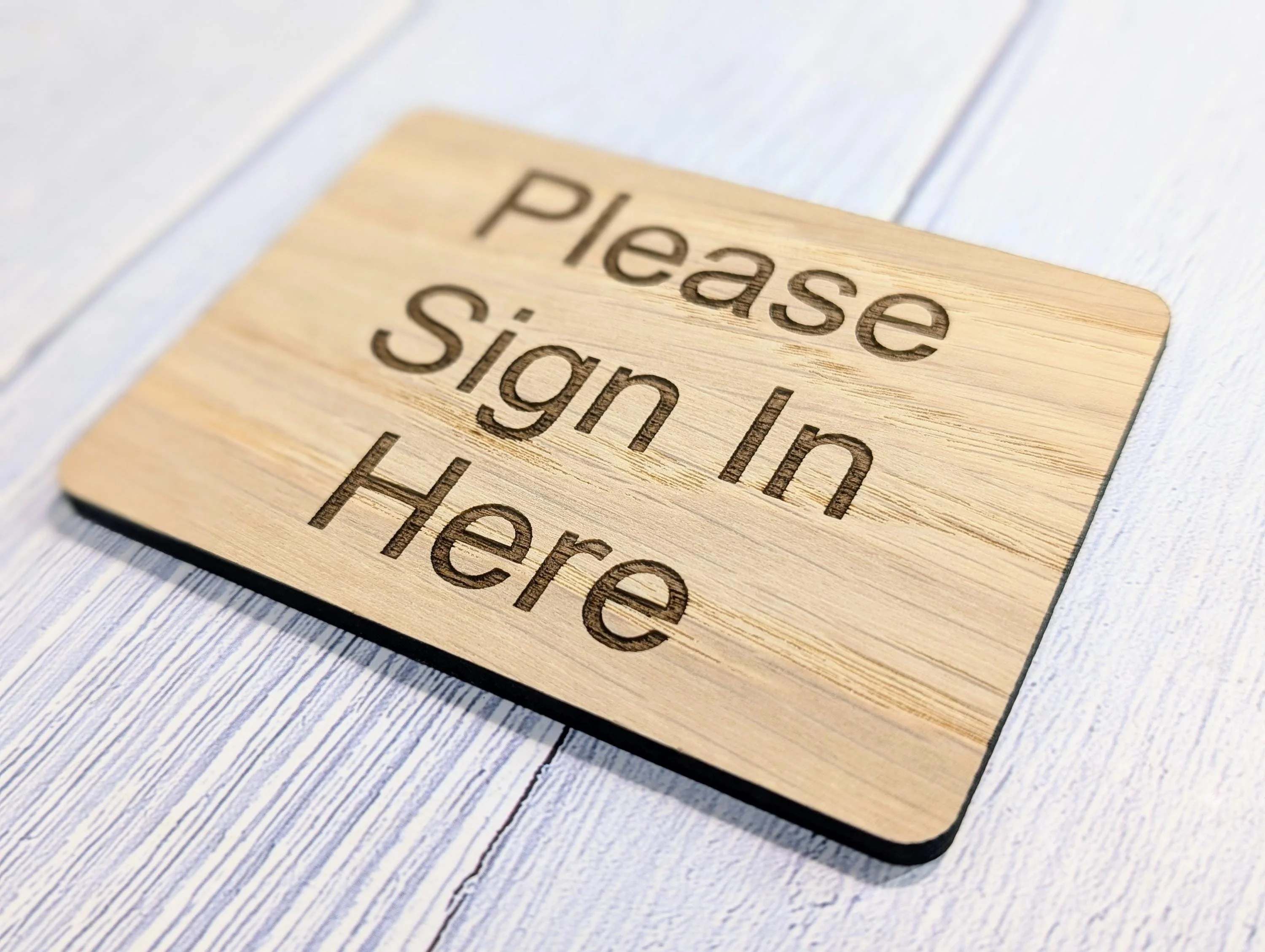 Wooden "Please Sign In Here" Guest Book Sign | Engraved Oak | For Hotels, B&Bs, Airbnbs | 4 Sizes | Wood Signing In Sign - Image 5