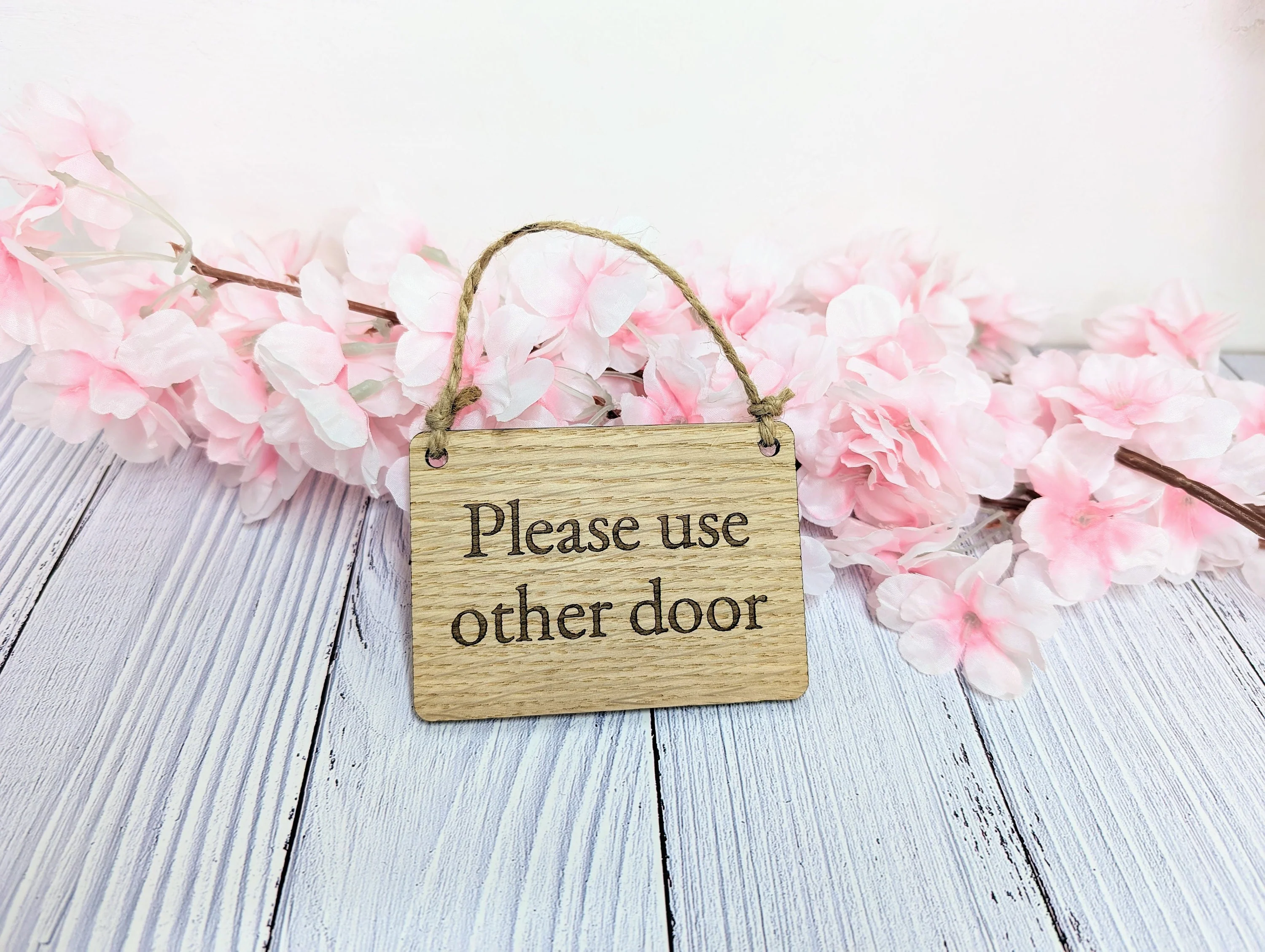 Wooden 'Please Use Other Door' Sign - Optional Personalisation - Image 2