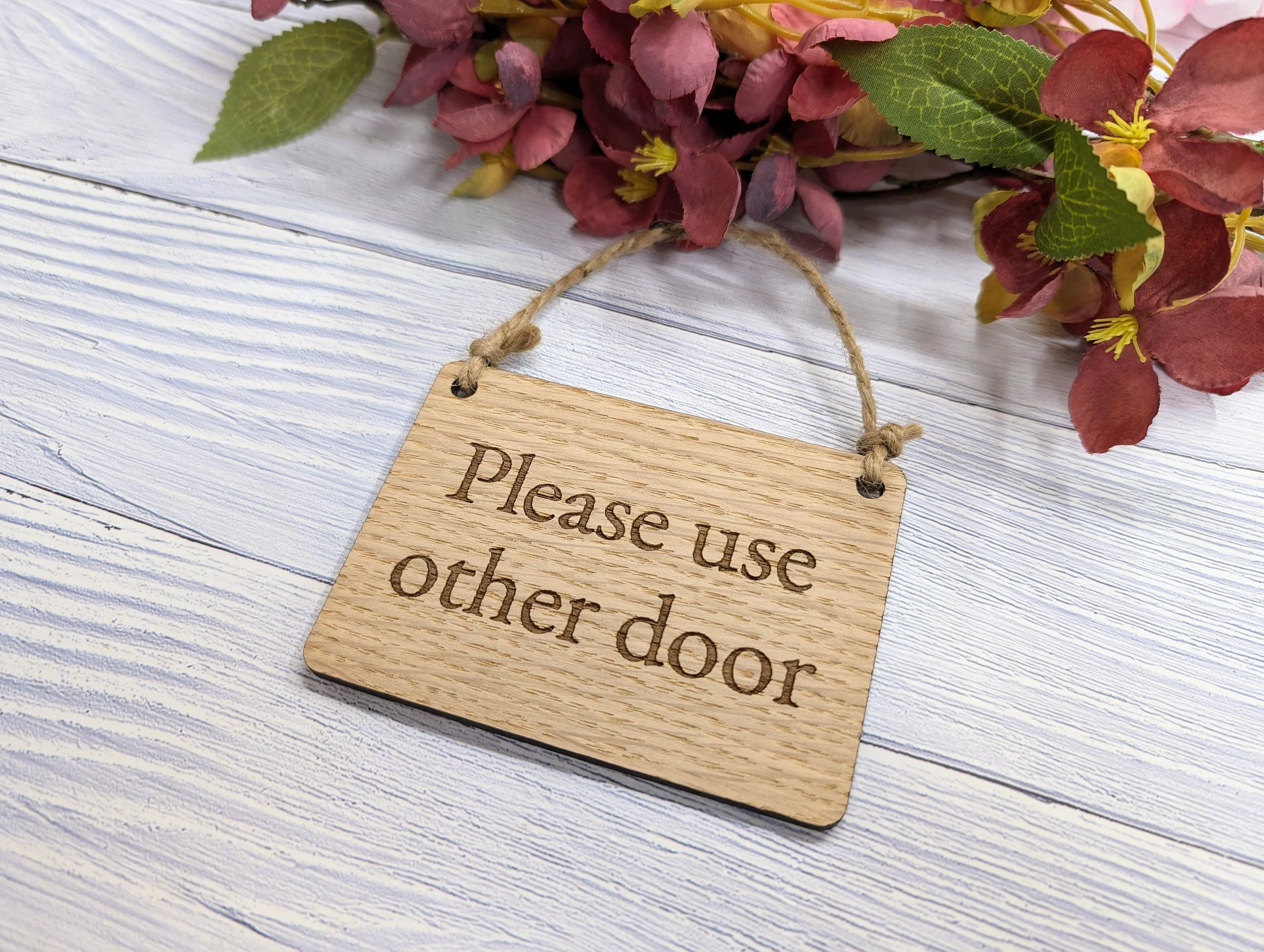 Wooden 'Please Use Other Door' Sign - Optional Personalisation - Image 8