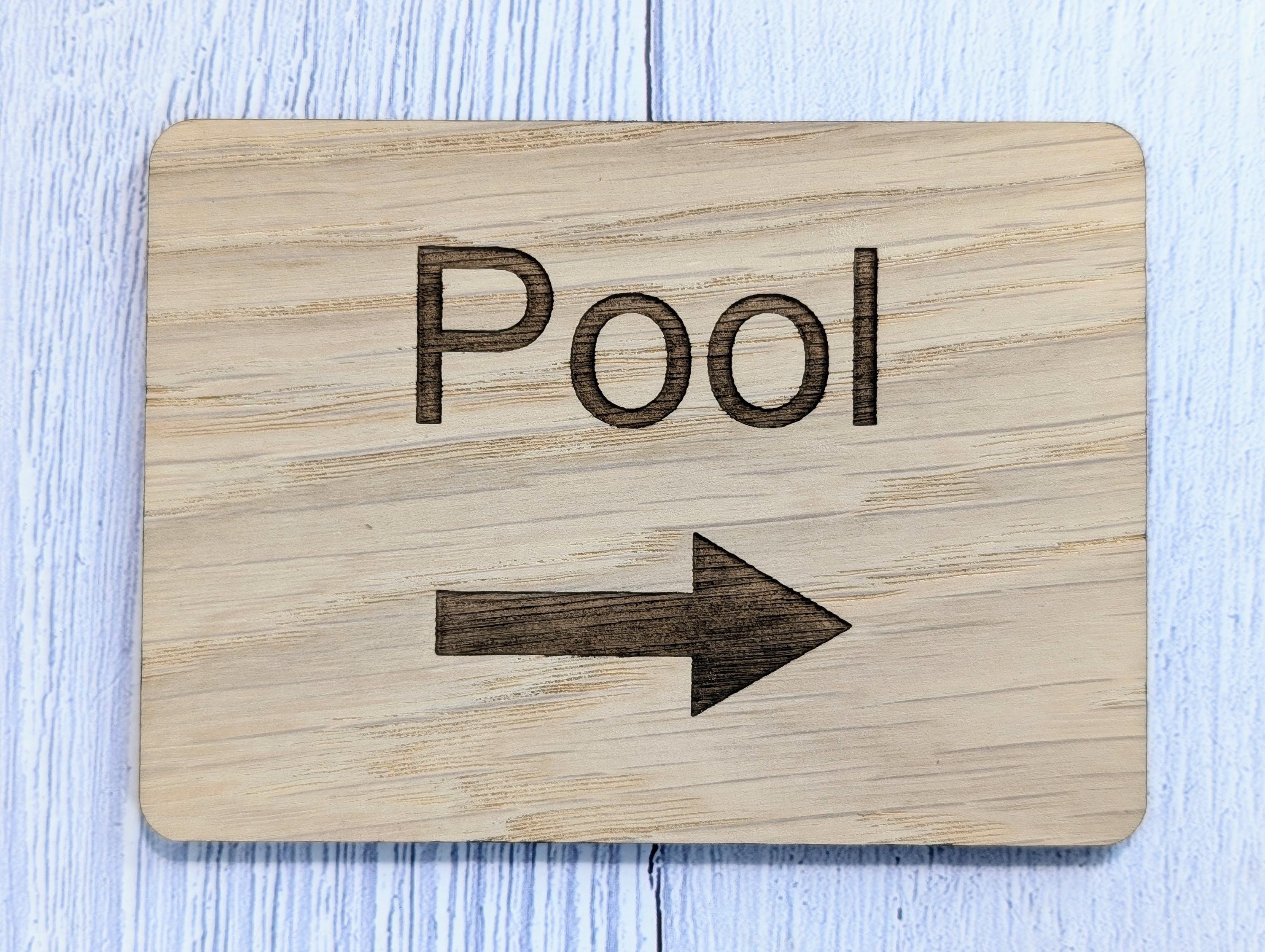 Engraved Oak "Pool" Sign: Rustic Hospitality Decor, Optional Arrow - Image 6