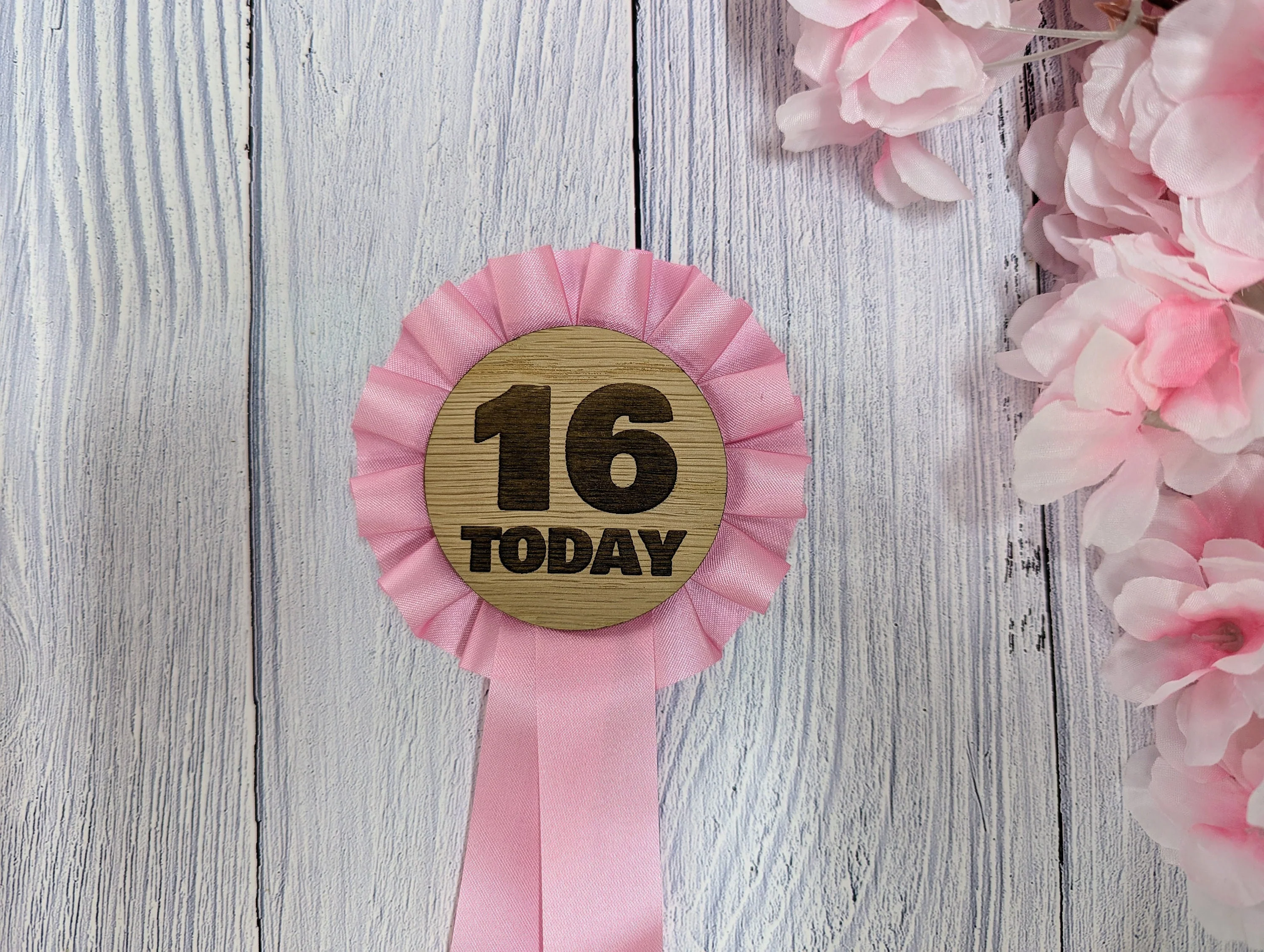 Wooden Rosette for 16th Birthday Celebration - '16 Today' Award Ribbon - Elegant Oak Veneer - Eco-Friendly Packaging - Image 4