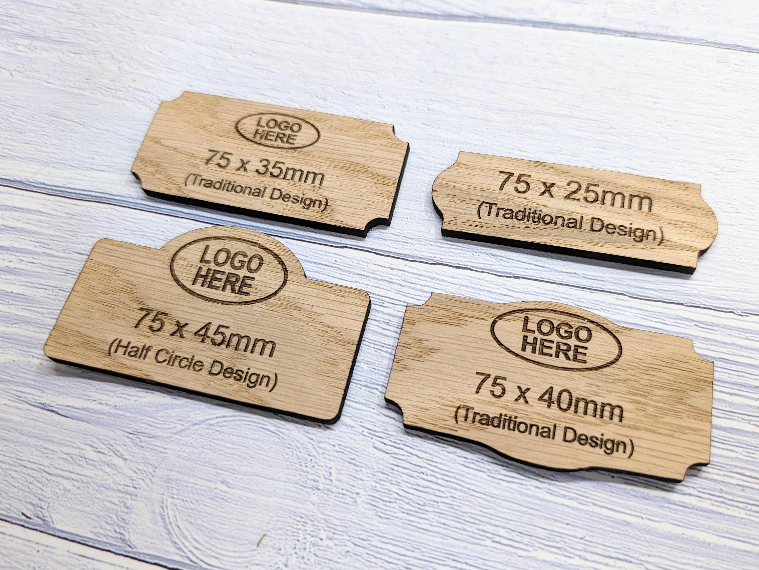 Wooden Shaped Name Badges, Multiple Sizes/Attachments - Image 3