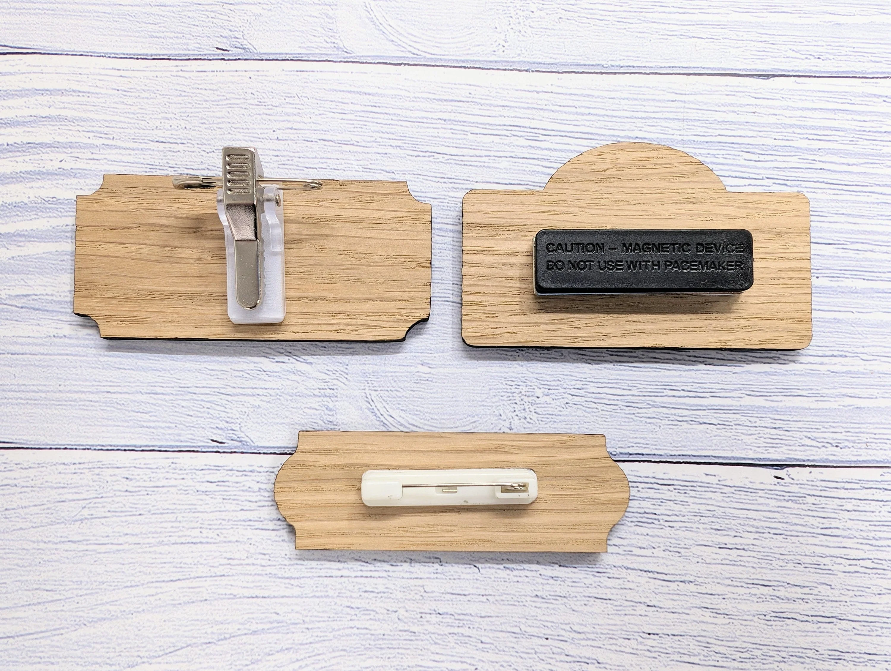 Wooden Shaped Name Badges, Multiple Sizes/Attachments - Image 8