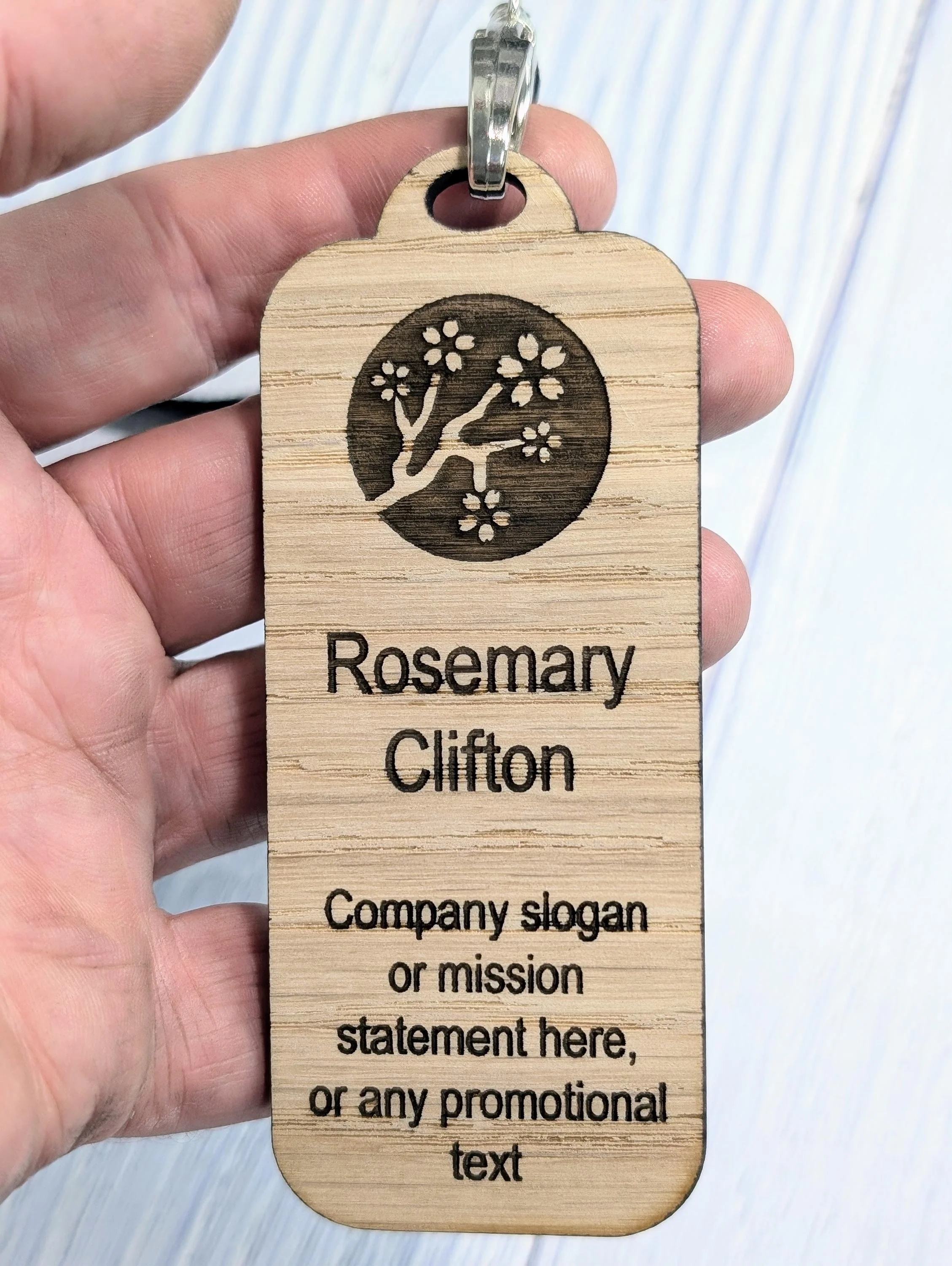 Wooden Slim Name Badges with Lanyards, Personalised Oak Eco Friendly Staff Tags, Holder, Lanyards - Add Your Logo & Slogan, Bulk Discounts - Image 5