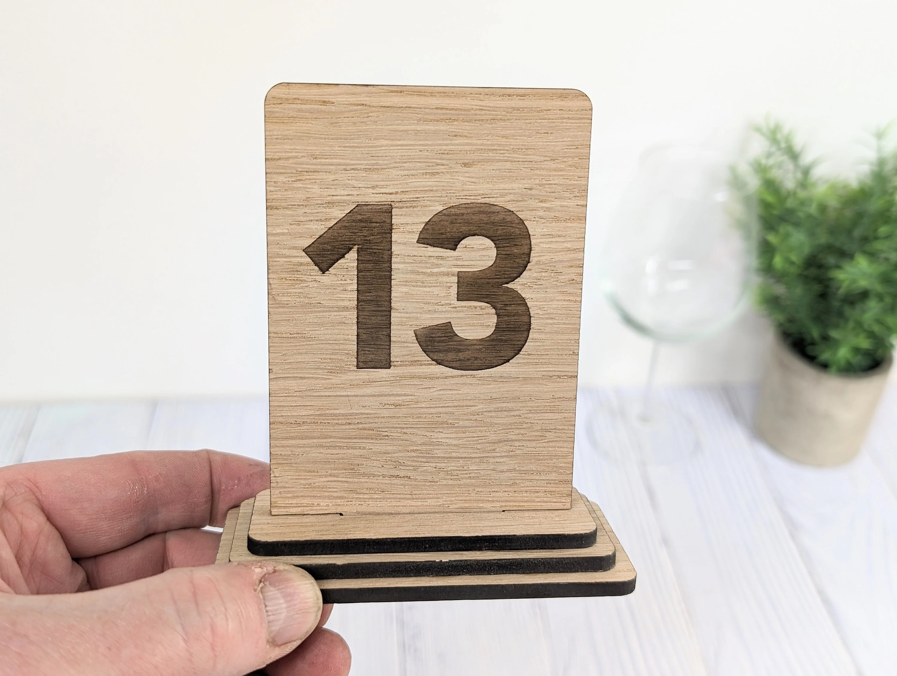 Wooden Table Number Signs, Freestanding, Removable Base, Available Single or Double-Sided, 2 Sizes - Image 4