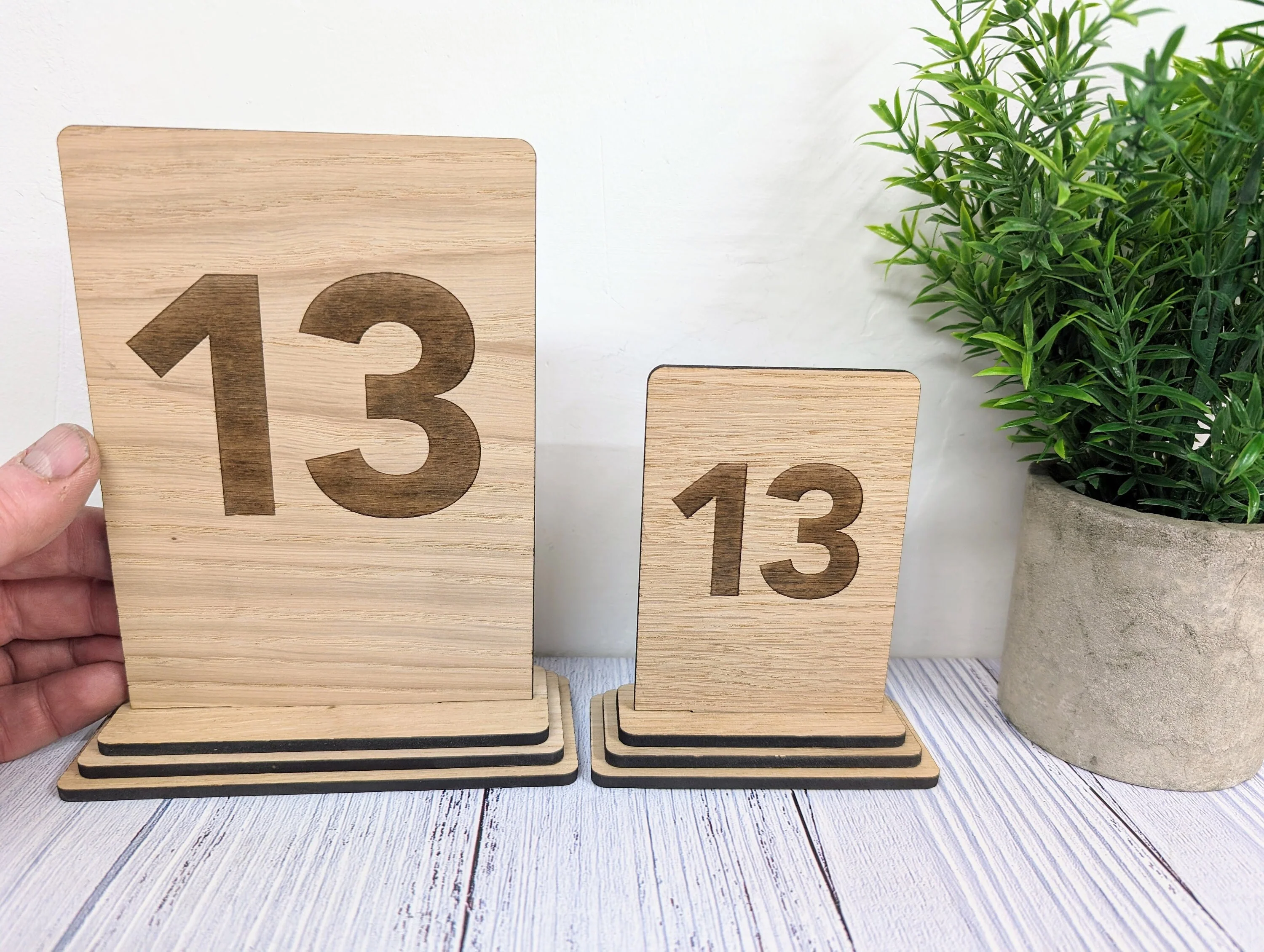 Wooden Table Number Signs, Freestanding, Removable Base, Available Single or Double-Sided, 2 Sizes - Image 6