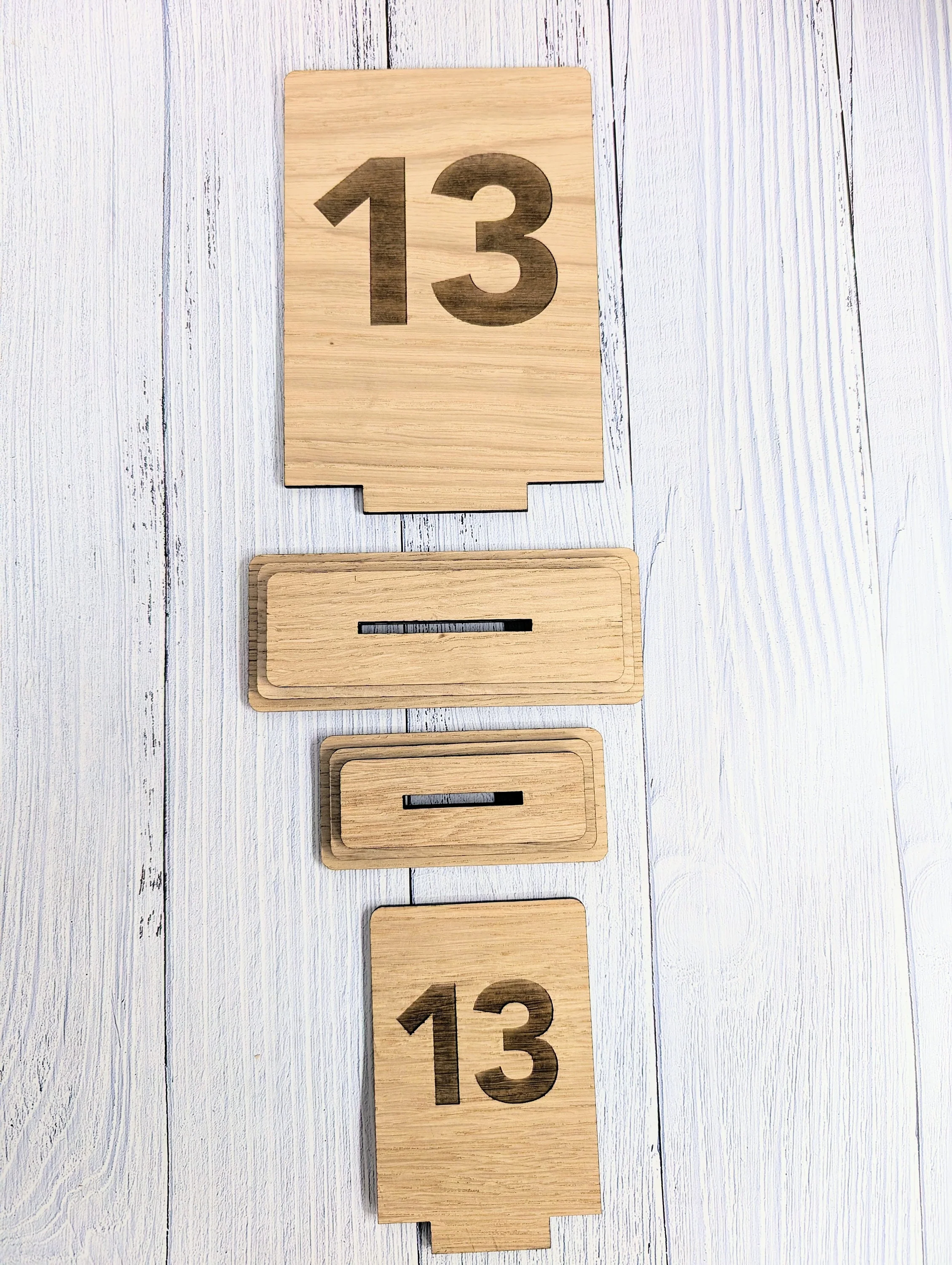 Wooden Table Number Signs, Freestanding, Removable Base, Available Single or Double-Sided, 2 Sizes - Image 7