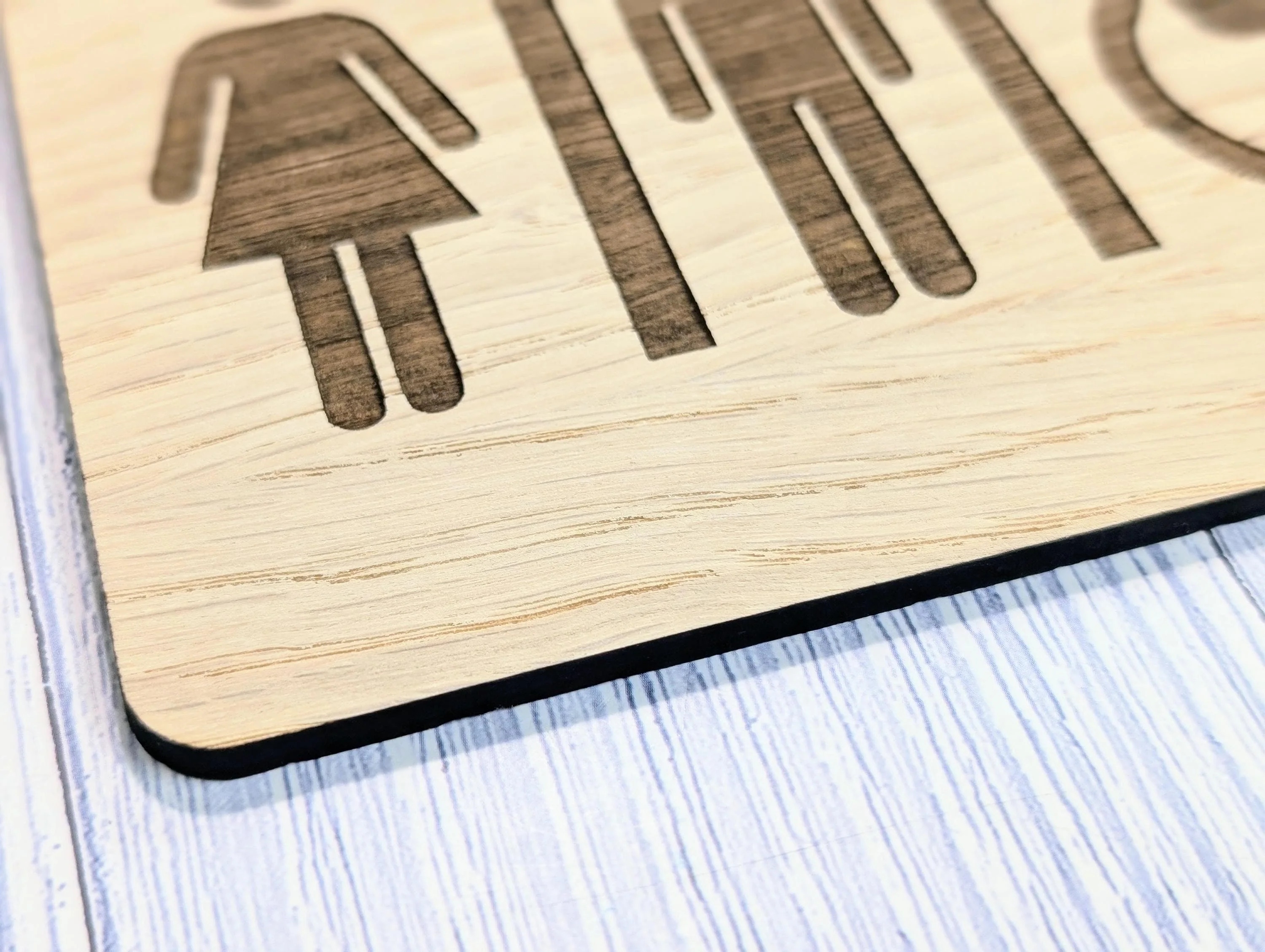 Wooden Toilet Sign Male Female Accessible | Engraved Oak | Bathroom Door Plaque in 4 Sizes | Oak Veneered Restroom Sign for Home or Business - Image 7