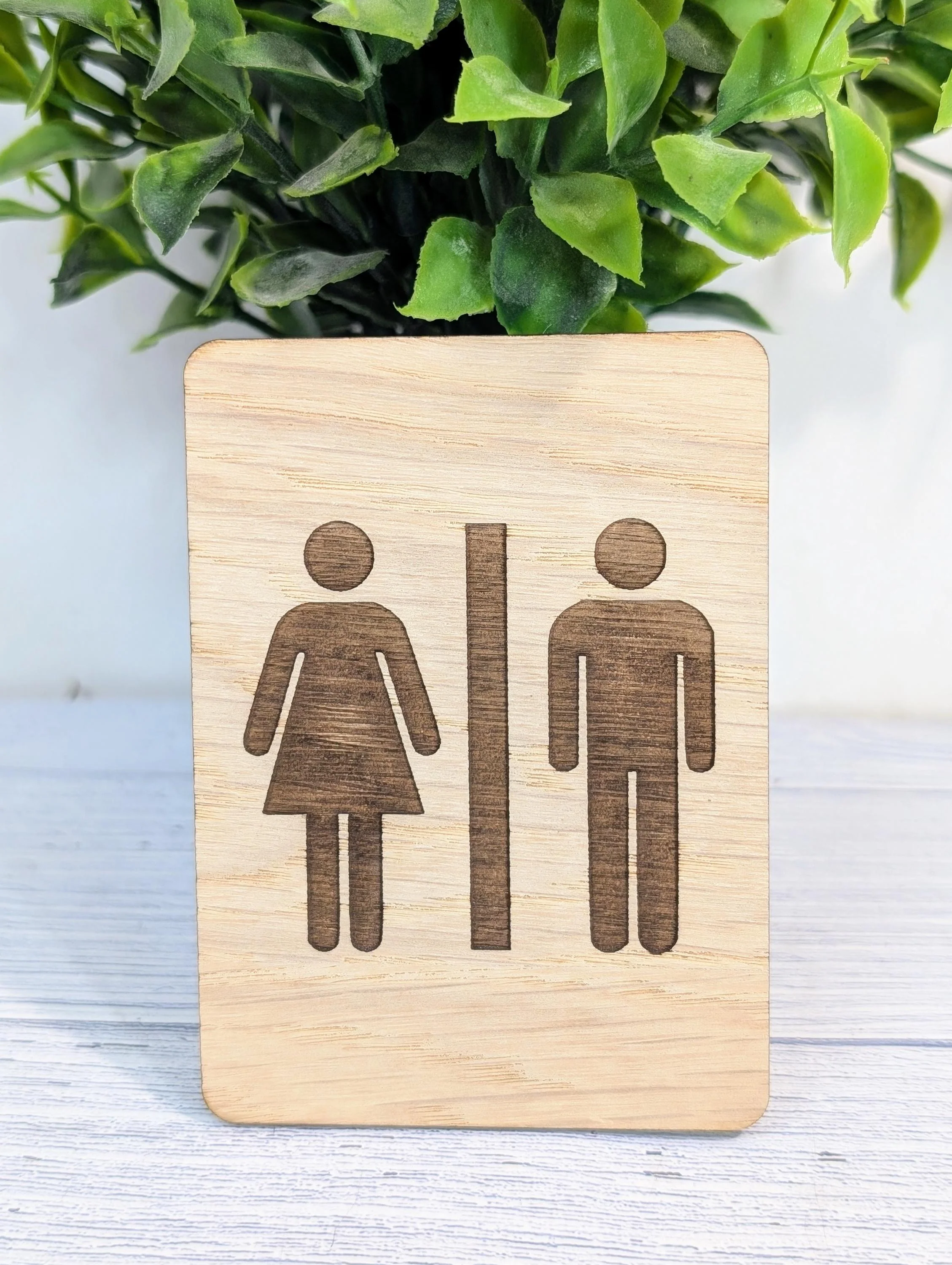 Wooden Toilet Sign Male Female | Engraved Oak | Bathroom Door Plaque in 4 Sizes | Oak Veneered MDF Restroom Sign for Home or Business - Image 9