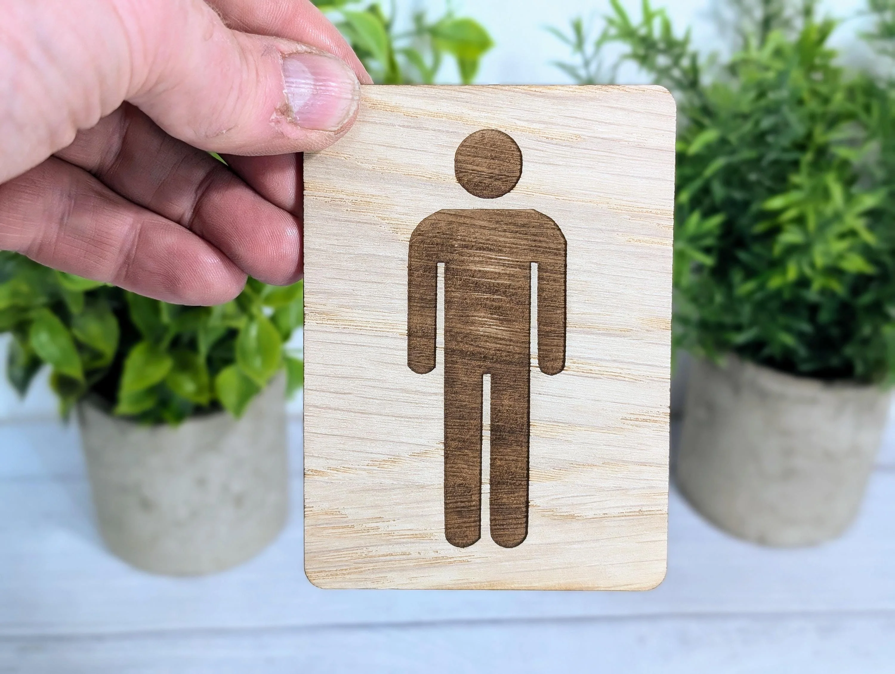 Wooden Toilet Sign Male & Female | Engraved Oak | Bathroom Door Plaque in 4 Sizes | PACK OF 2 - one Male and one Female | Bathroom Signage - Image 3