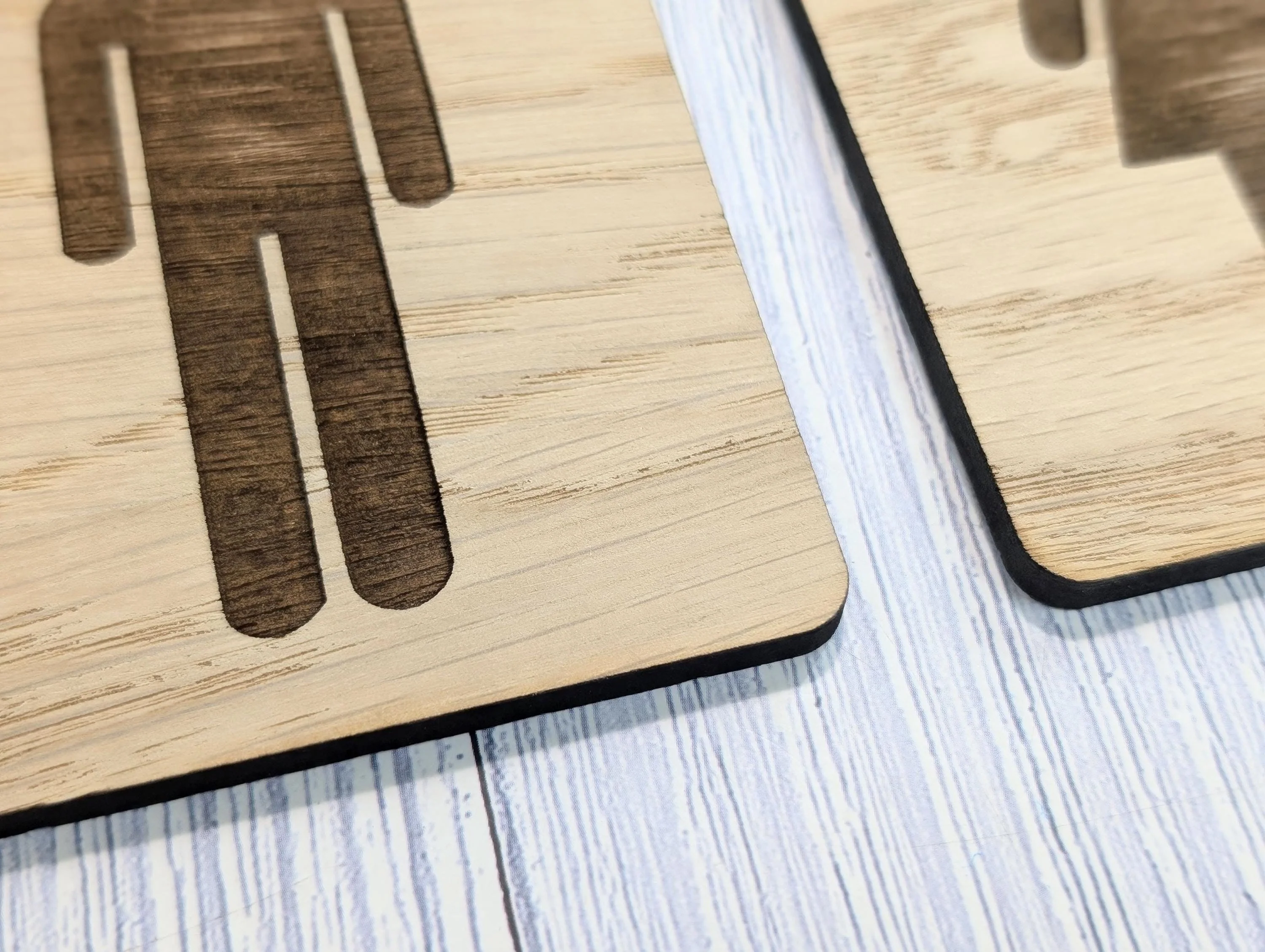Wooden Toilet Sign Male & Female | Engraved Oak | Bathroom Door Plaque in 4 Sizes | PACK OF 2 - one Male and one Female | Bathroom Signage - Image 7