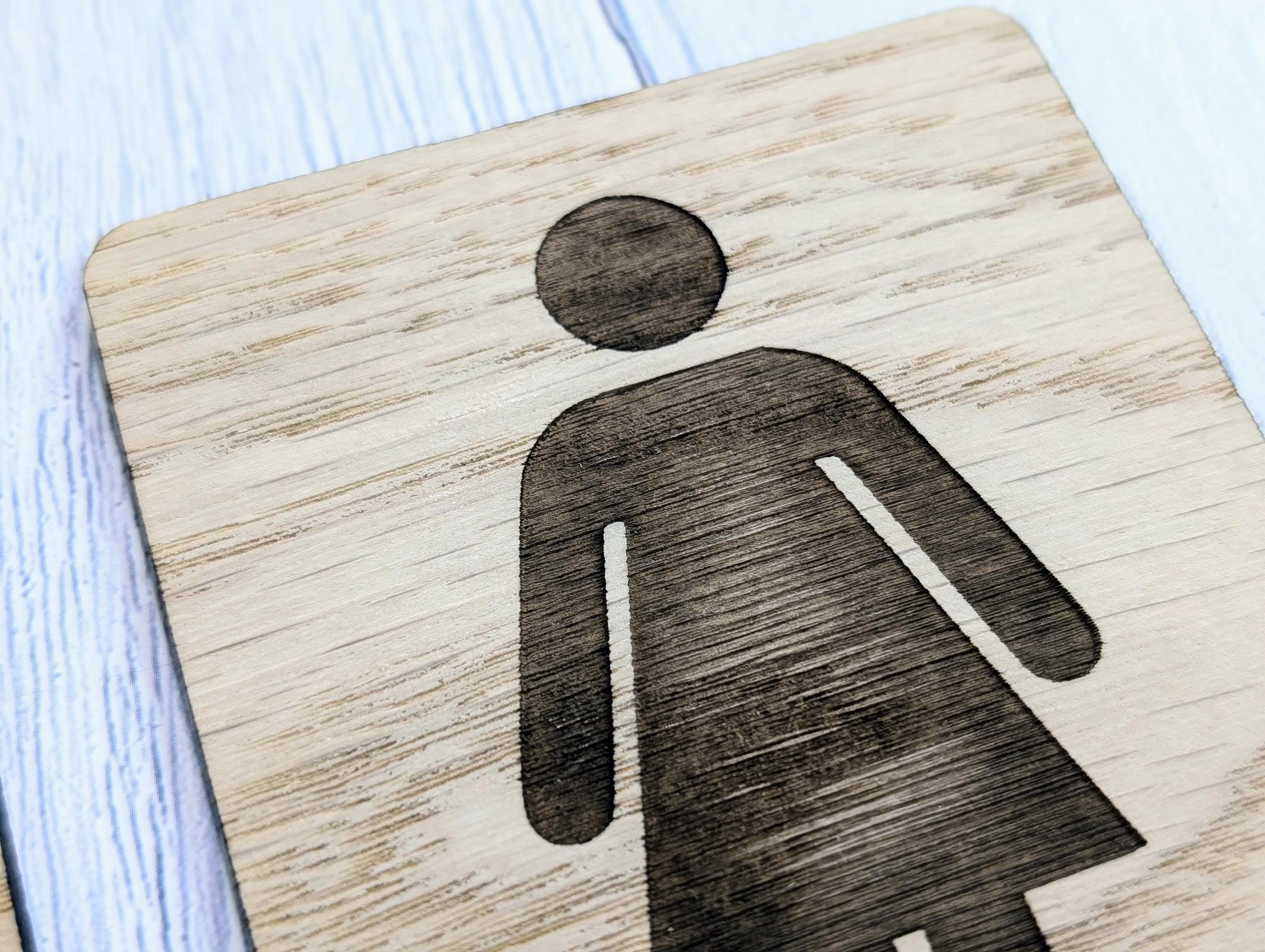Wooden Toilet Sign Male & Female | Engraved Oak | Bathroom Door Plaque in 4 Sizes | PACK OF 2 - one Male and one Female | Bathroom Signage - Image 9