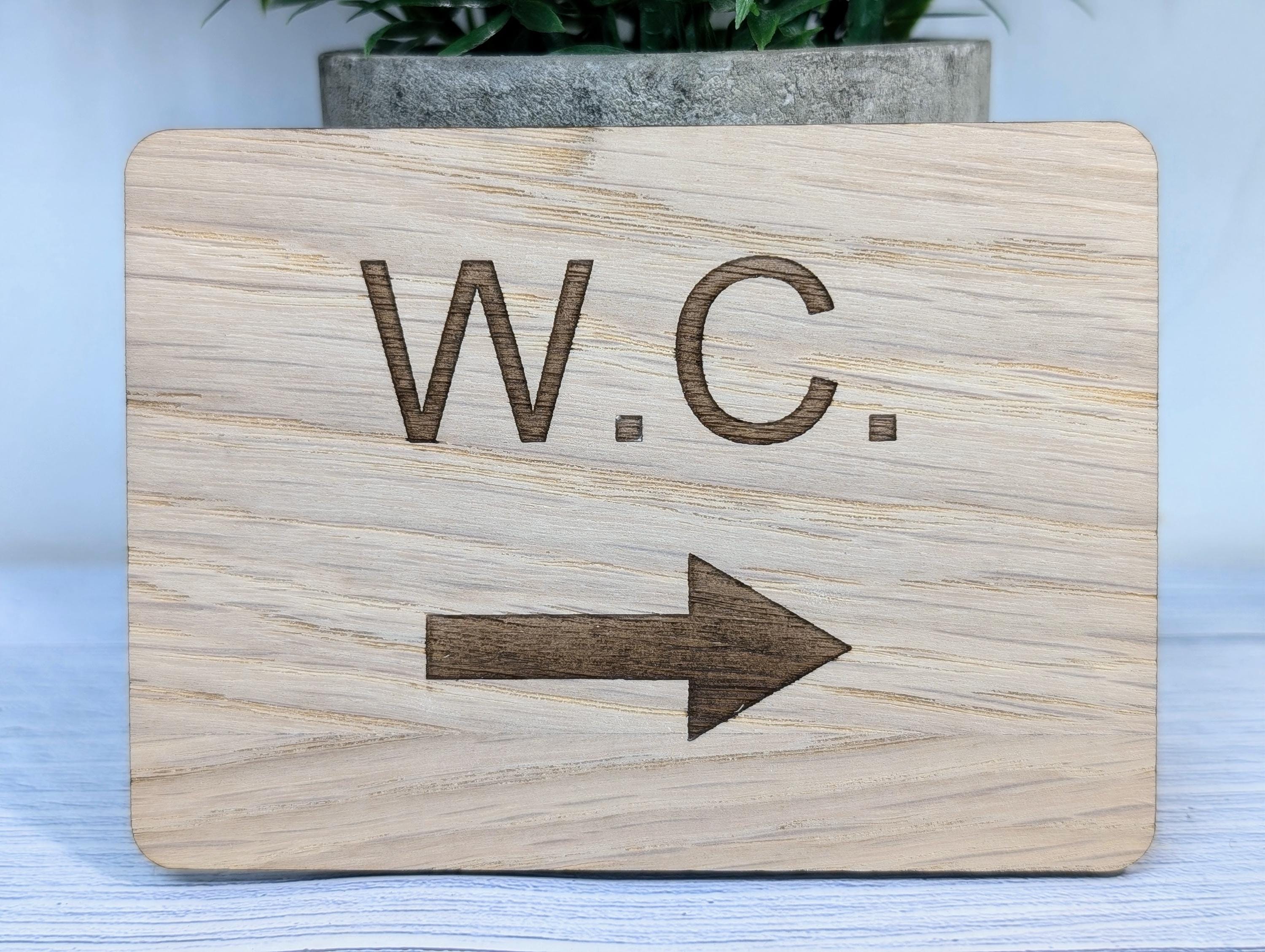 Wooden WC Toilet Sign | Engraved Oak | Bathroom Door Plaque in 4 Sizes | Oak Veneered MDF Restroom Bathroom W.C. Sign for Home or Business - Image 3