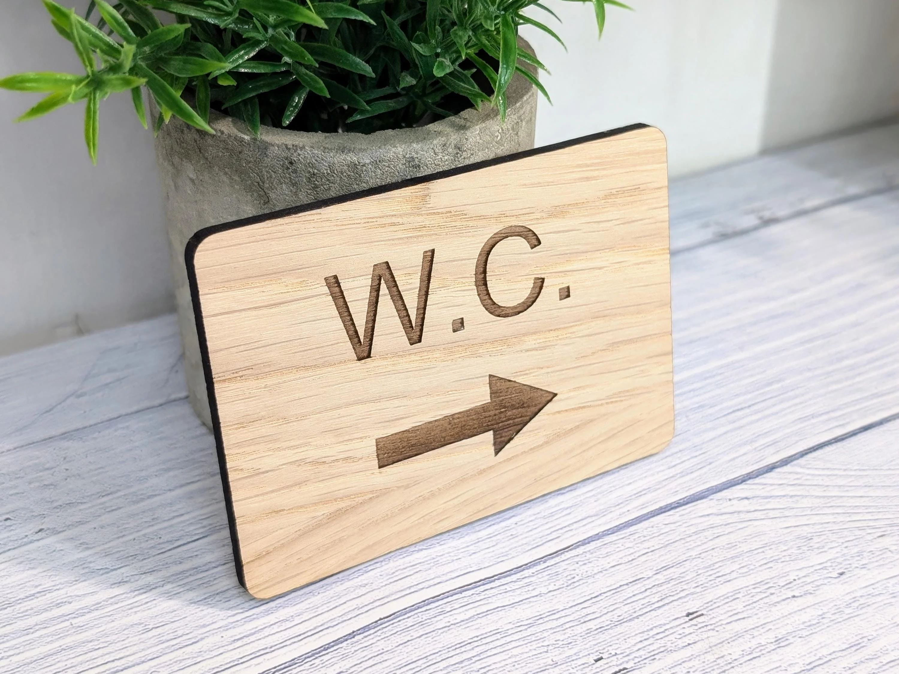 Wooden WC Toilet Sign | Engraved Oak | Bathroom Door Plaque in 4 Sizes | Oak Veneered MDF Restroom Bathroom W.C. Sign for Home or Business - Image 4