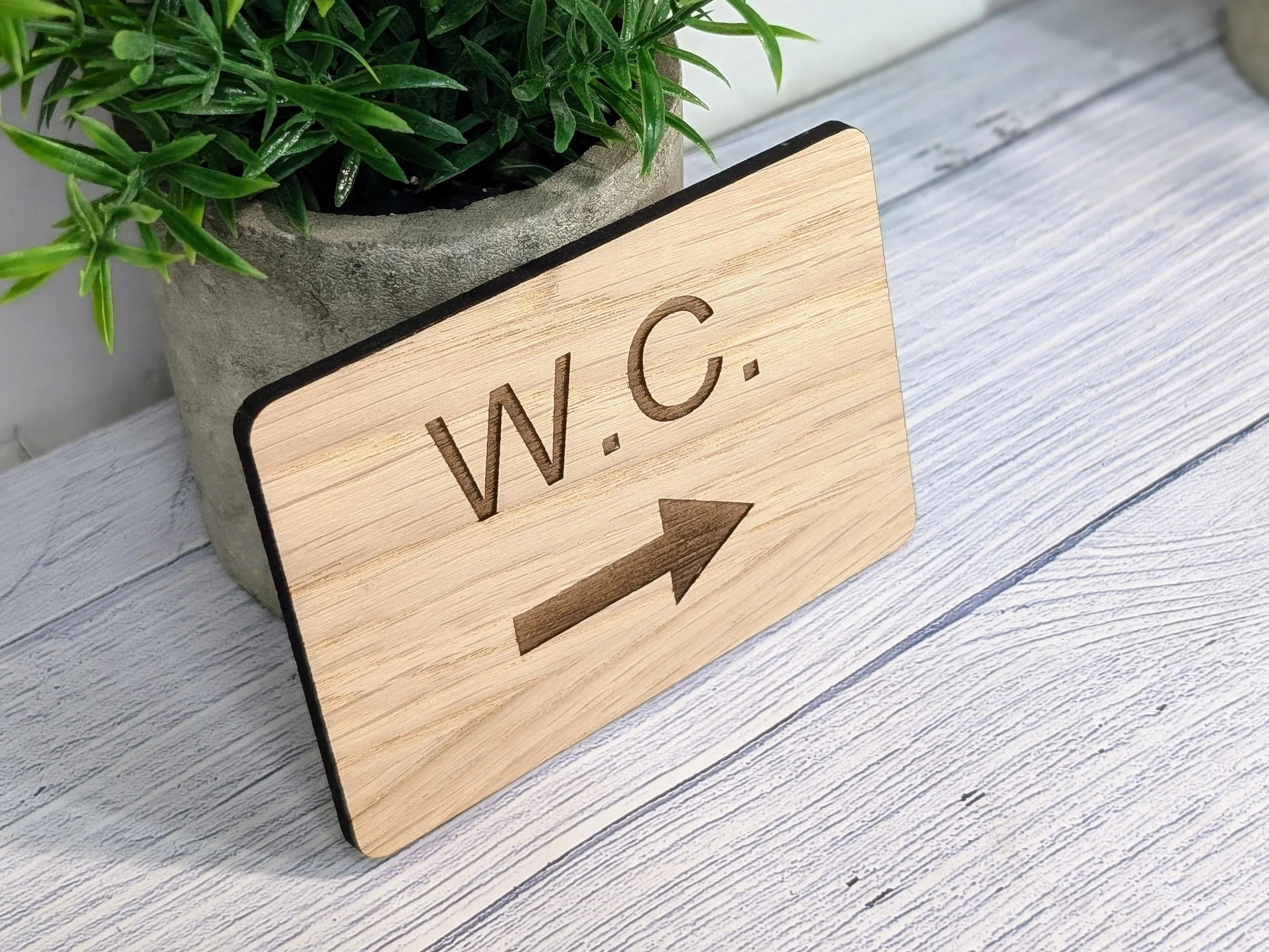Wooden WC Toilet Sign | Engraved Oak | Bathroom Door Plaque in 4 Sizes | Oak Veneered MDF Restroom Bathroom W.C. Sign for Home or Business - Image 5