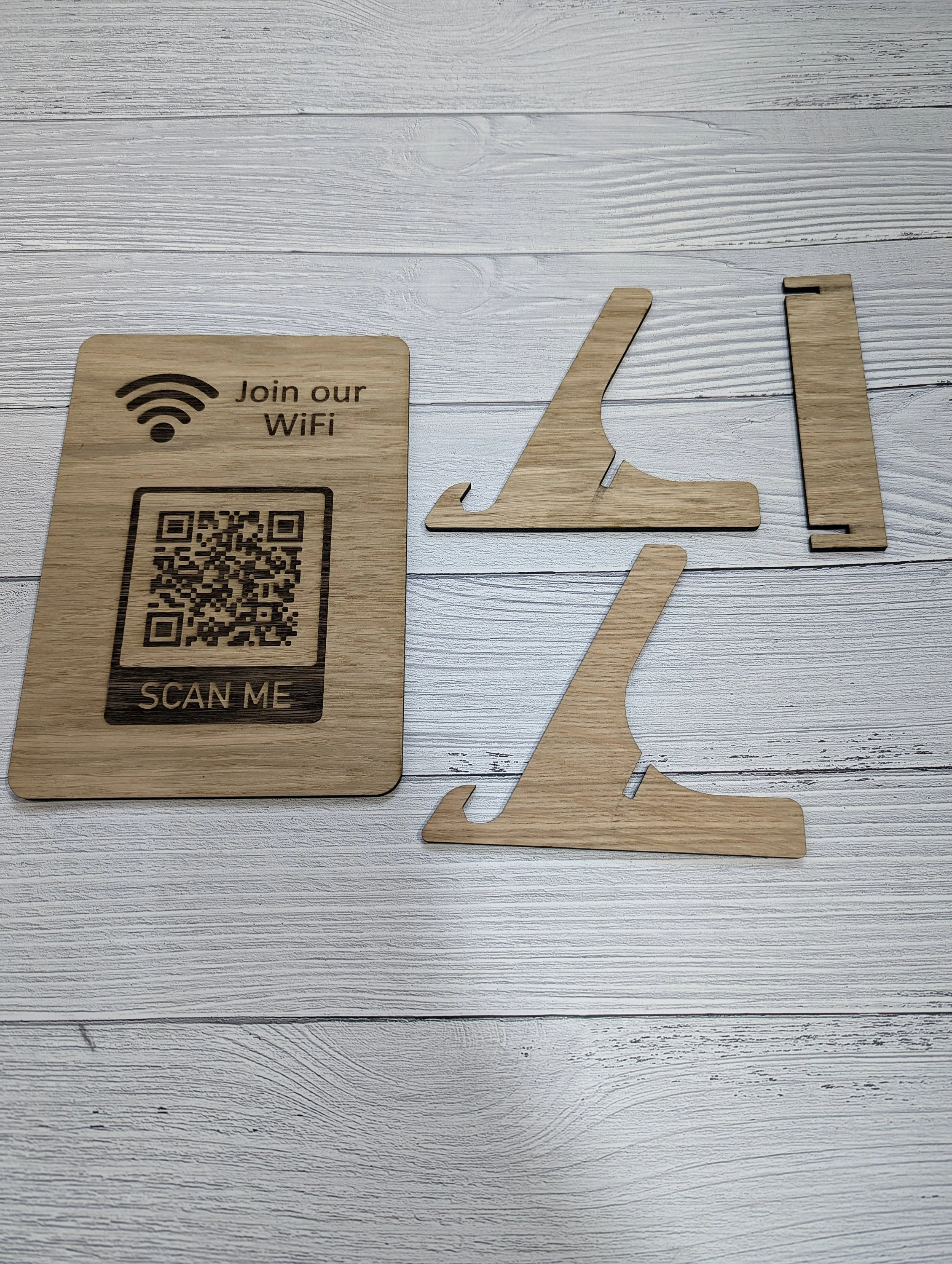 Wooden WiFi Code Sign, WiFi QR Code Sign, QR Code Sign, Oak - Image 3