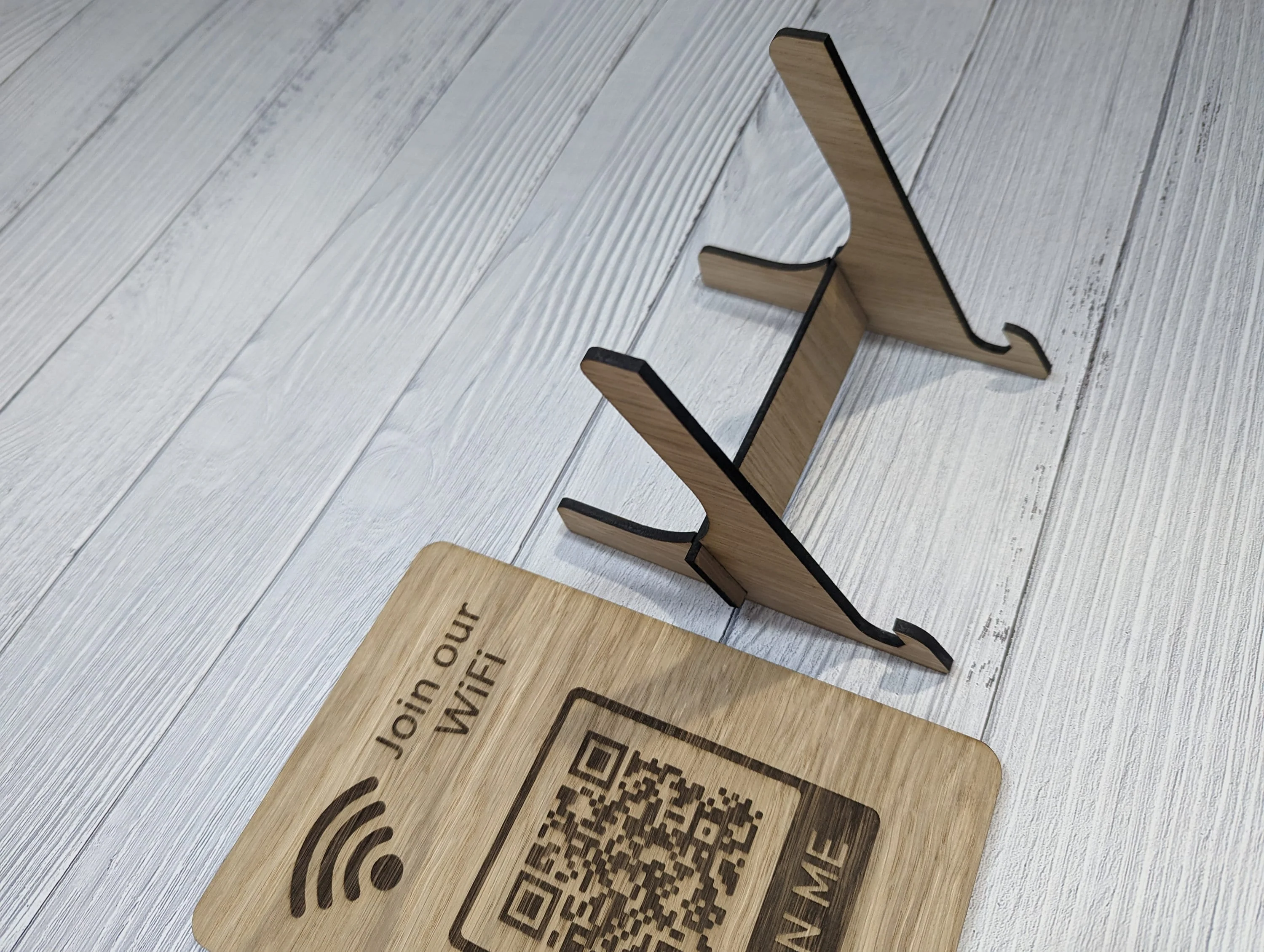 Wooden WiFi Code Sign, WiFi QR Code Sign, QR Code Sign, Oak - Image 4