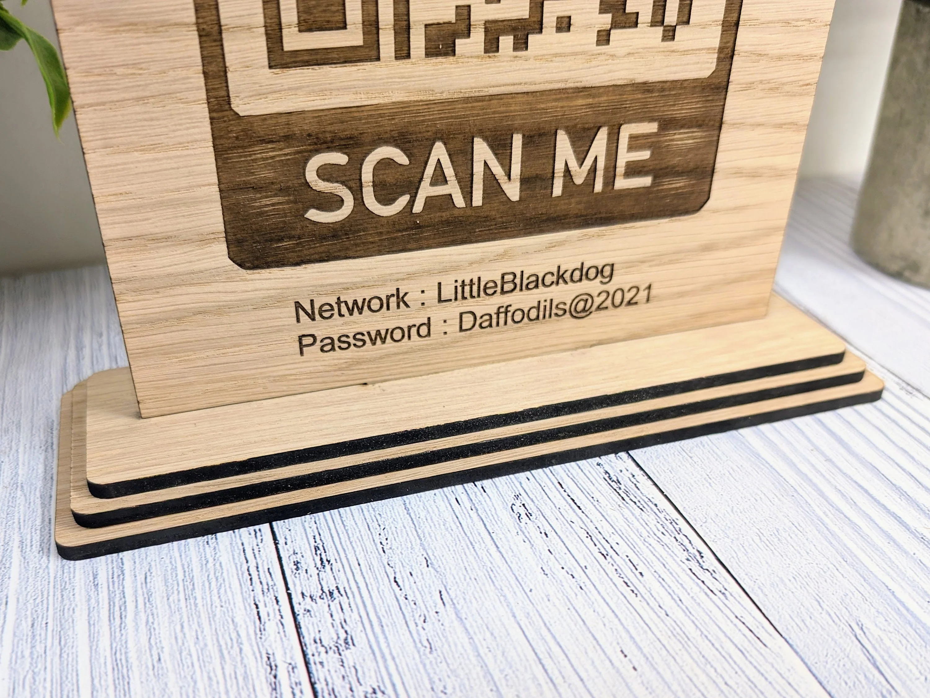 Wooden WiFi QR Code Extra Large Table Sign - Image 2